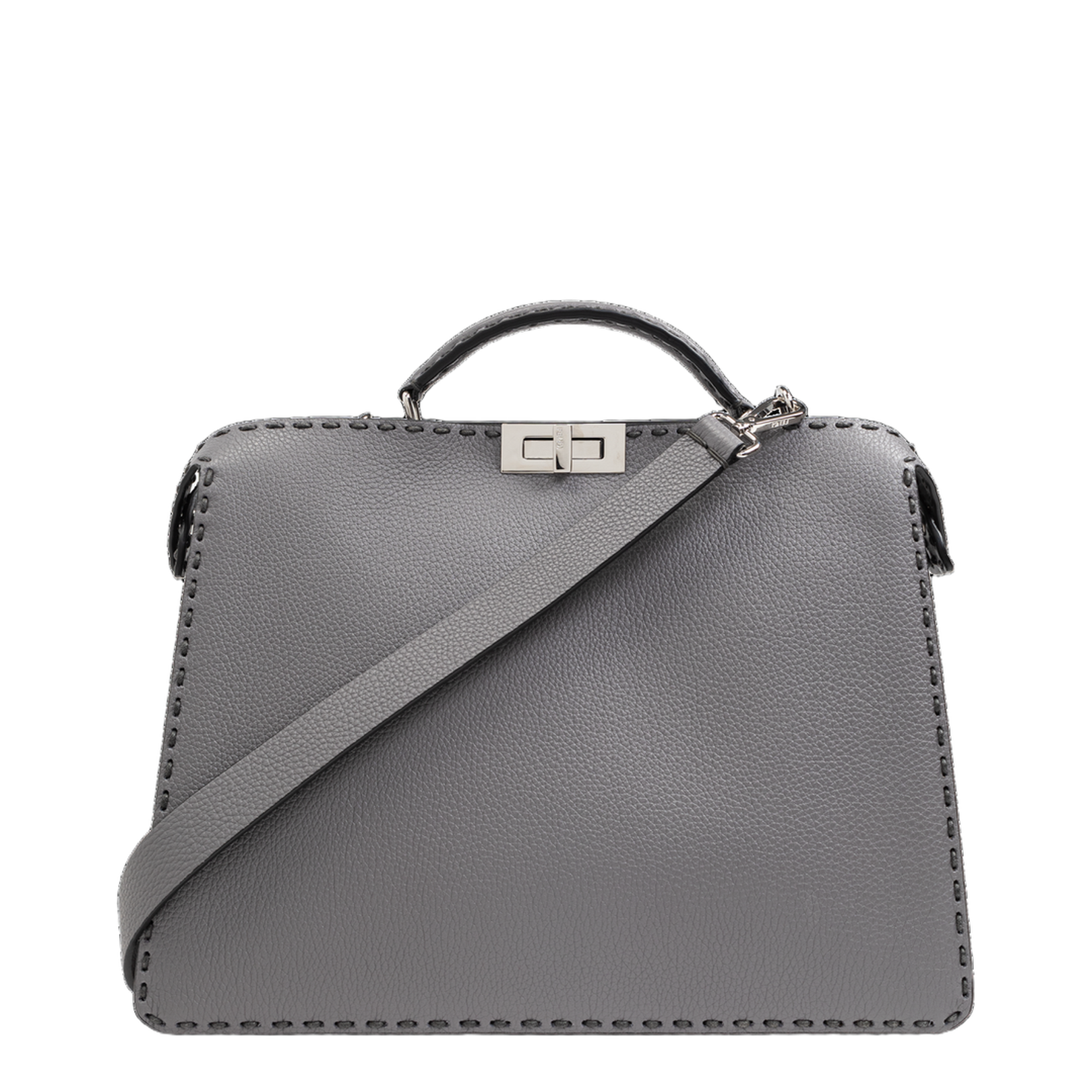 Peekaboo ISeeU Medium Leather Top Handle Bags - Gray - Image 1