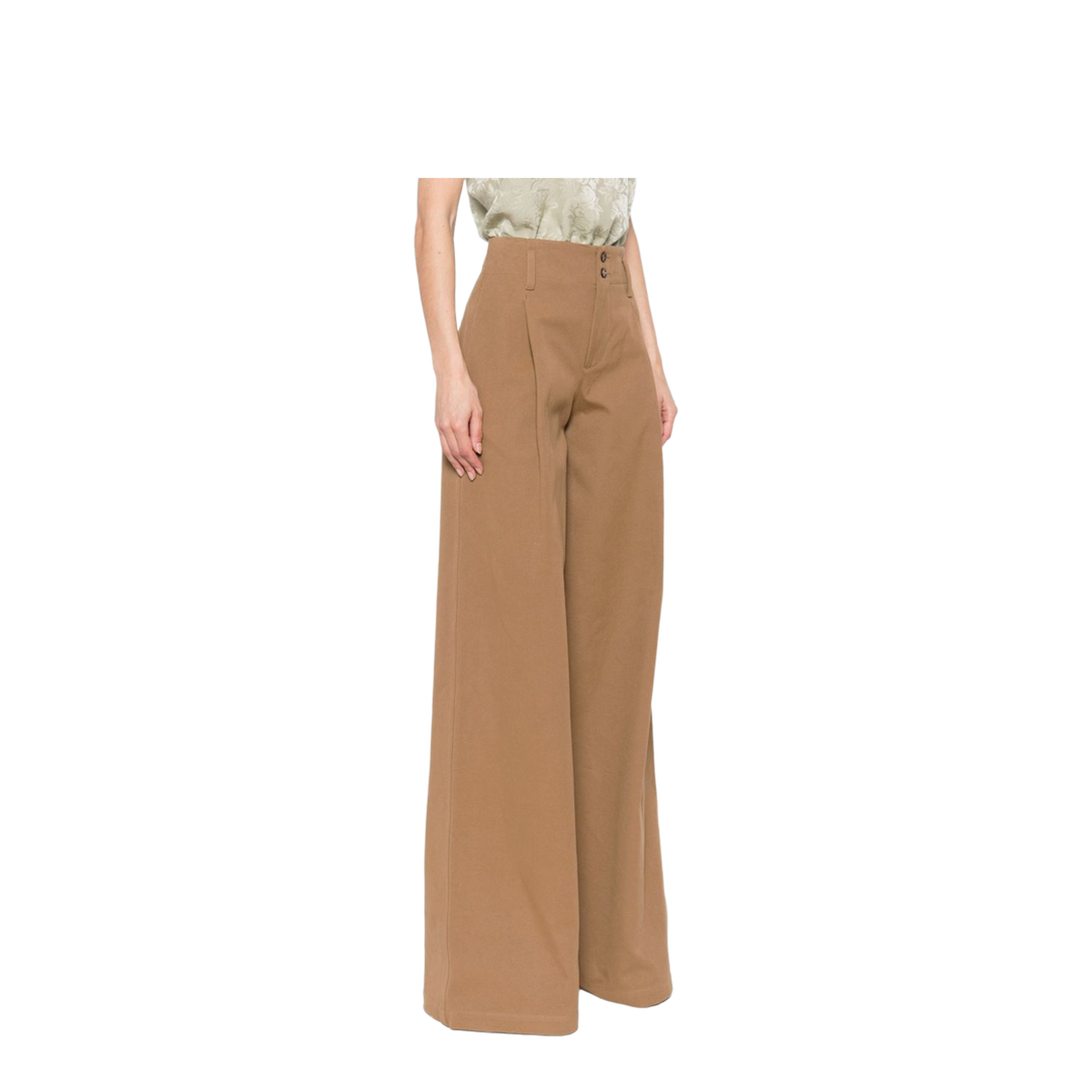 High-rise wide-leg pants in cotton canvas - Image 4