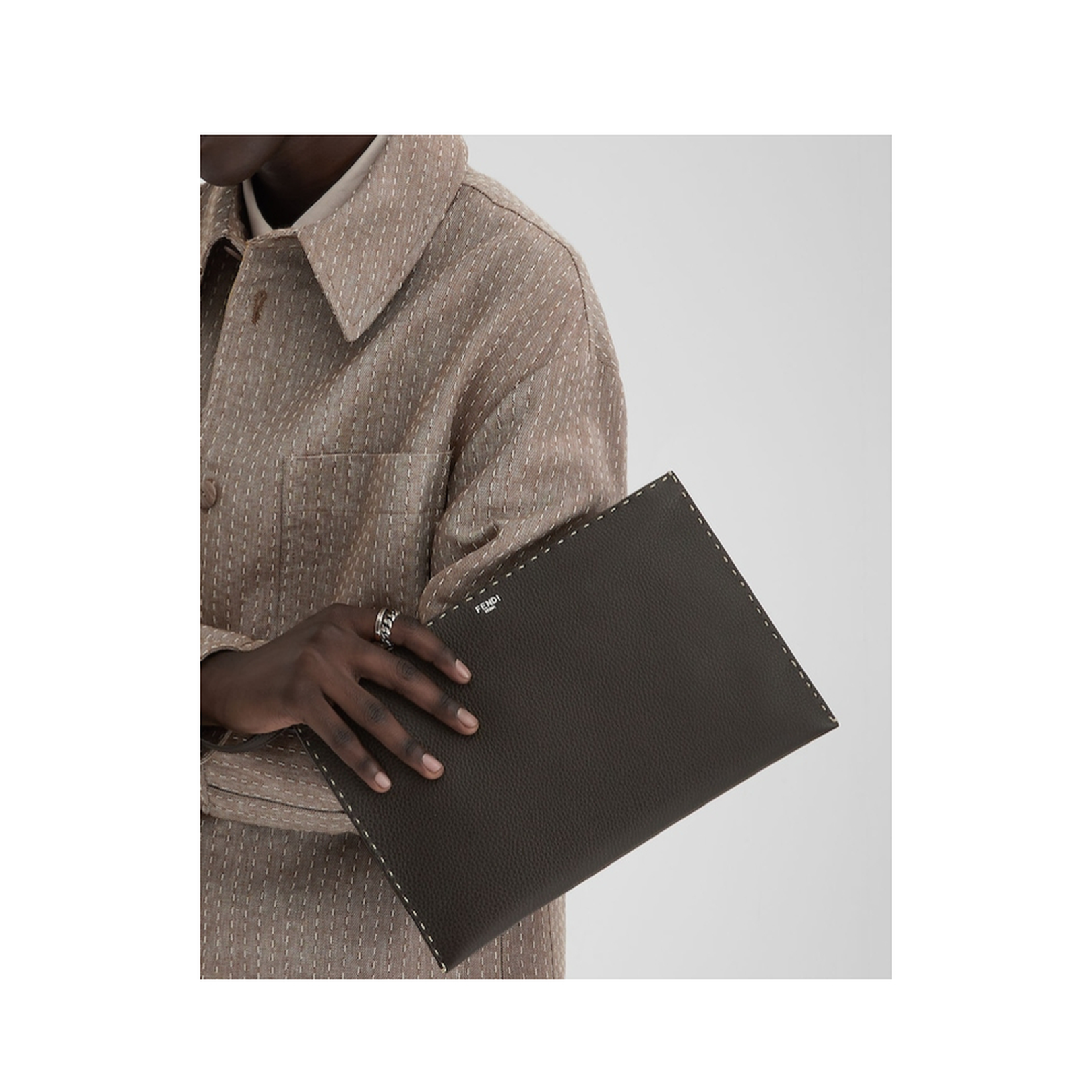 Selleria Medium Leather Clutch - Brown - Image 4