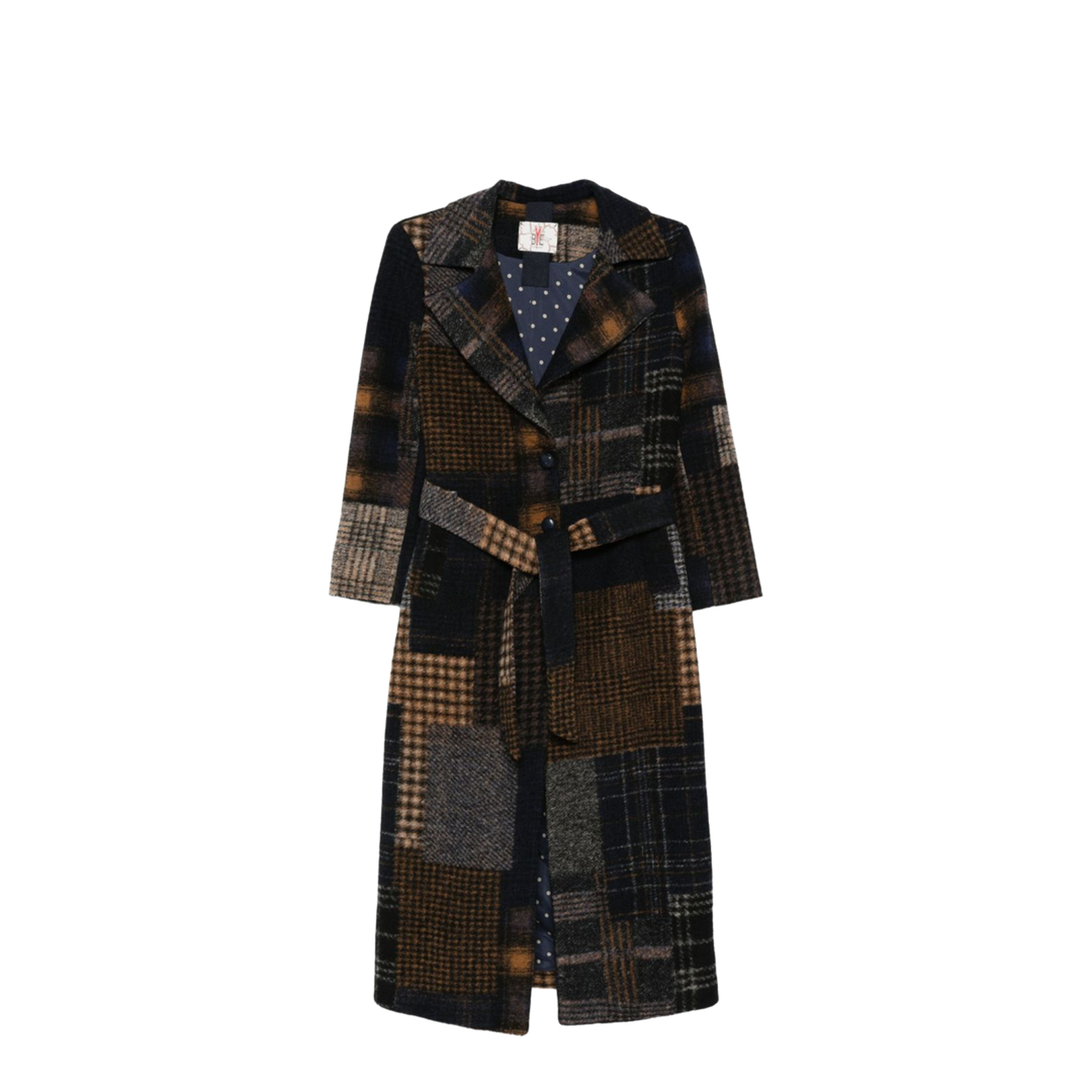 Patchwork Design Wool Coat - Image 1