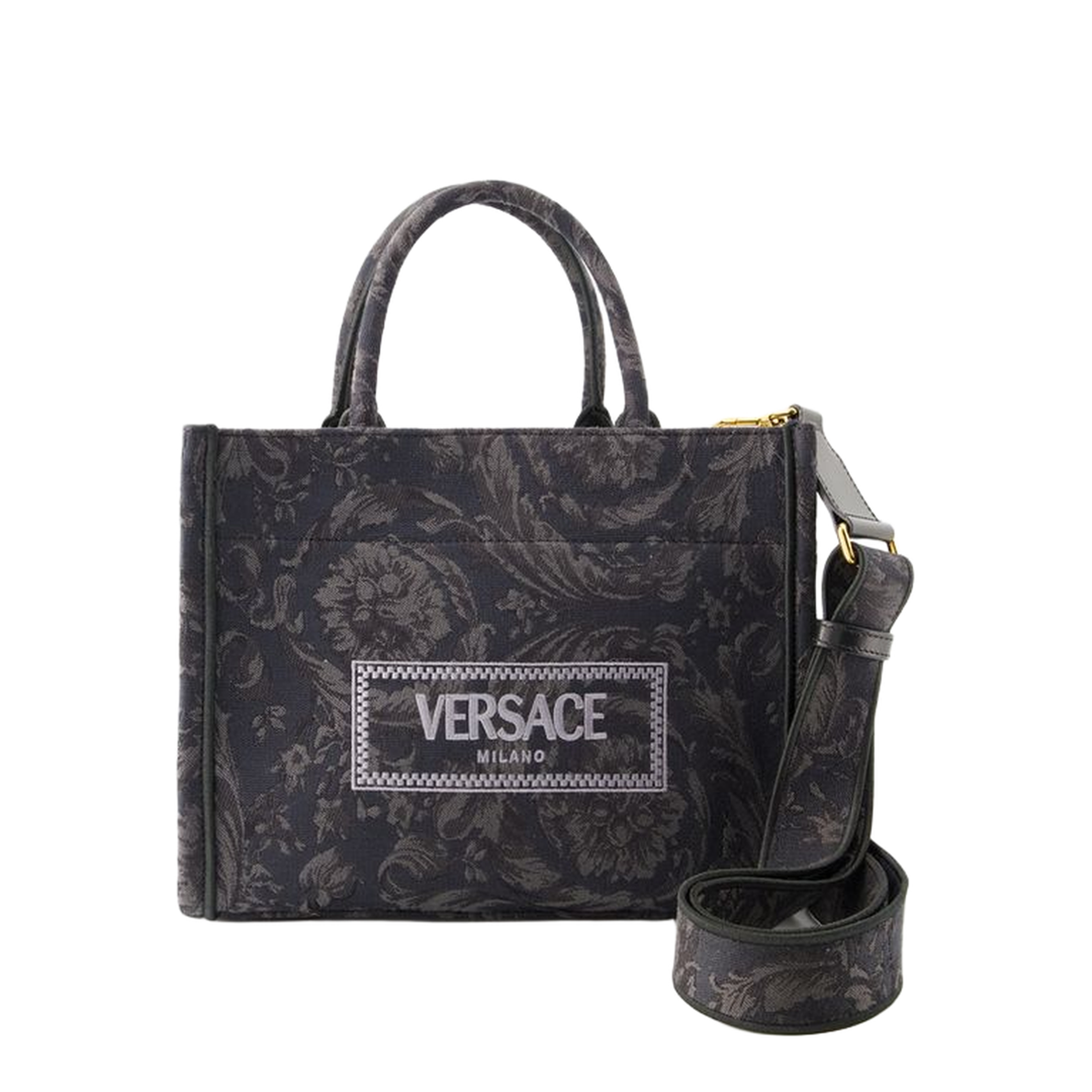 Barocco Athena Small Calfskin Shopper Bag - Black - Image 4