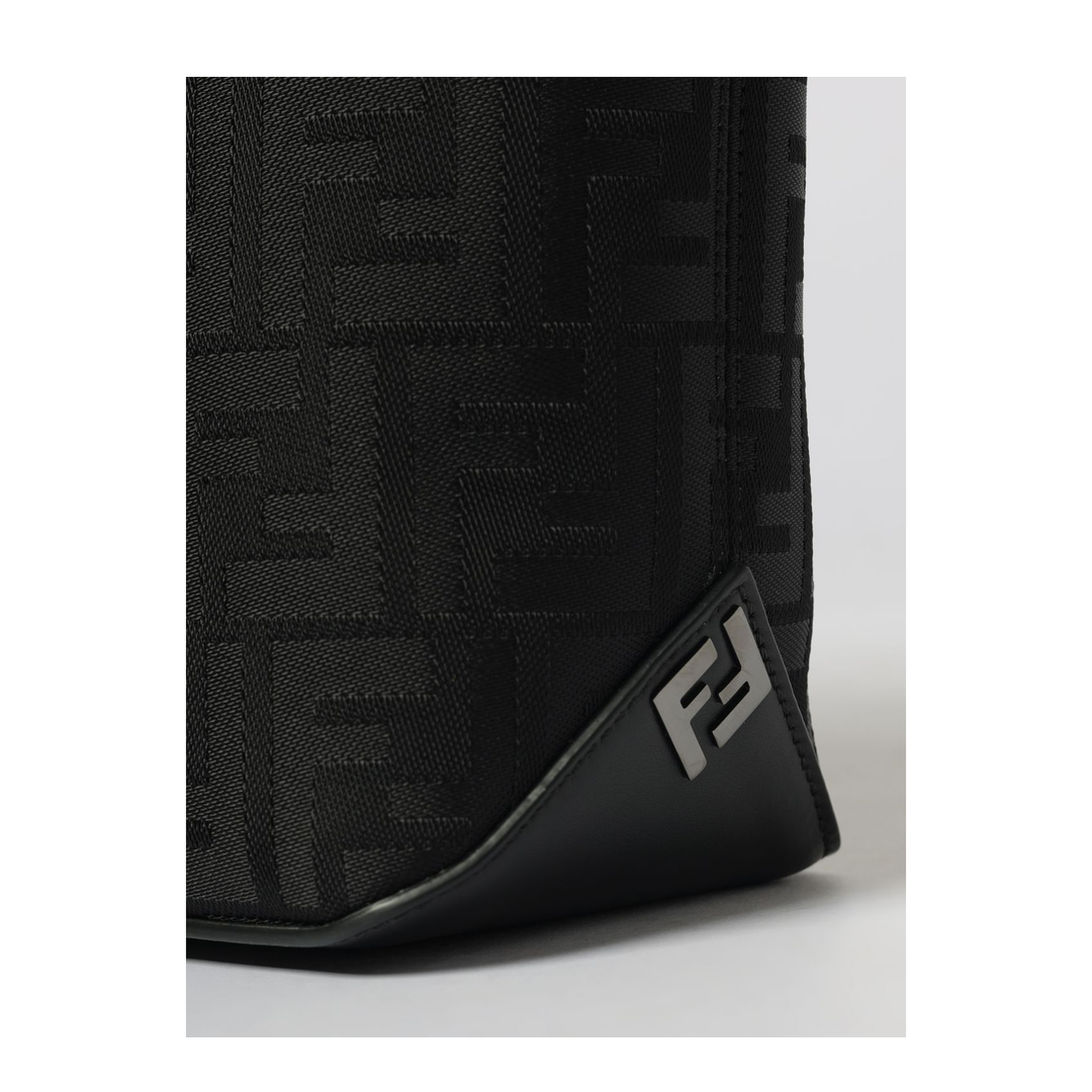 FF Squared Small Leather and Nylon Shopping Bag - Black - Image 4