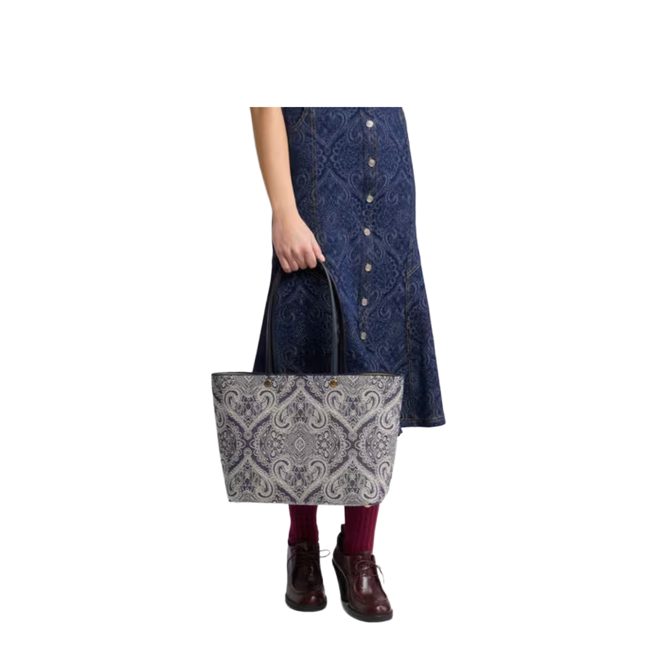 Essential Medium Jacquard Denim Tote Bag - Blue - Image 4