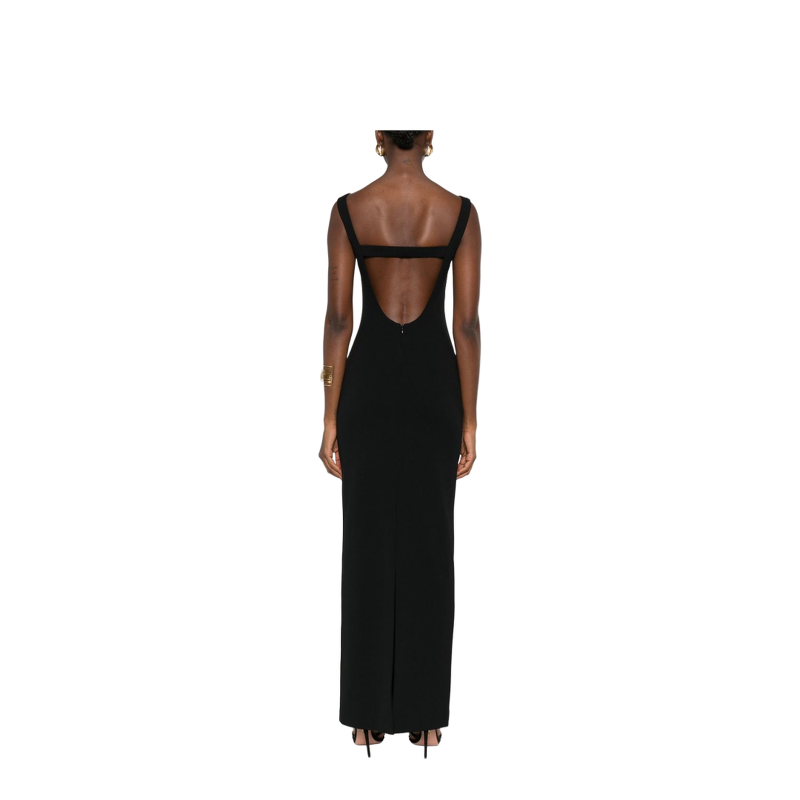 Black Boat Neck Sleeveless Maxi Dress - Image 3