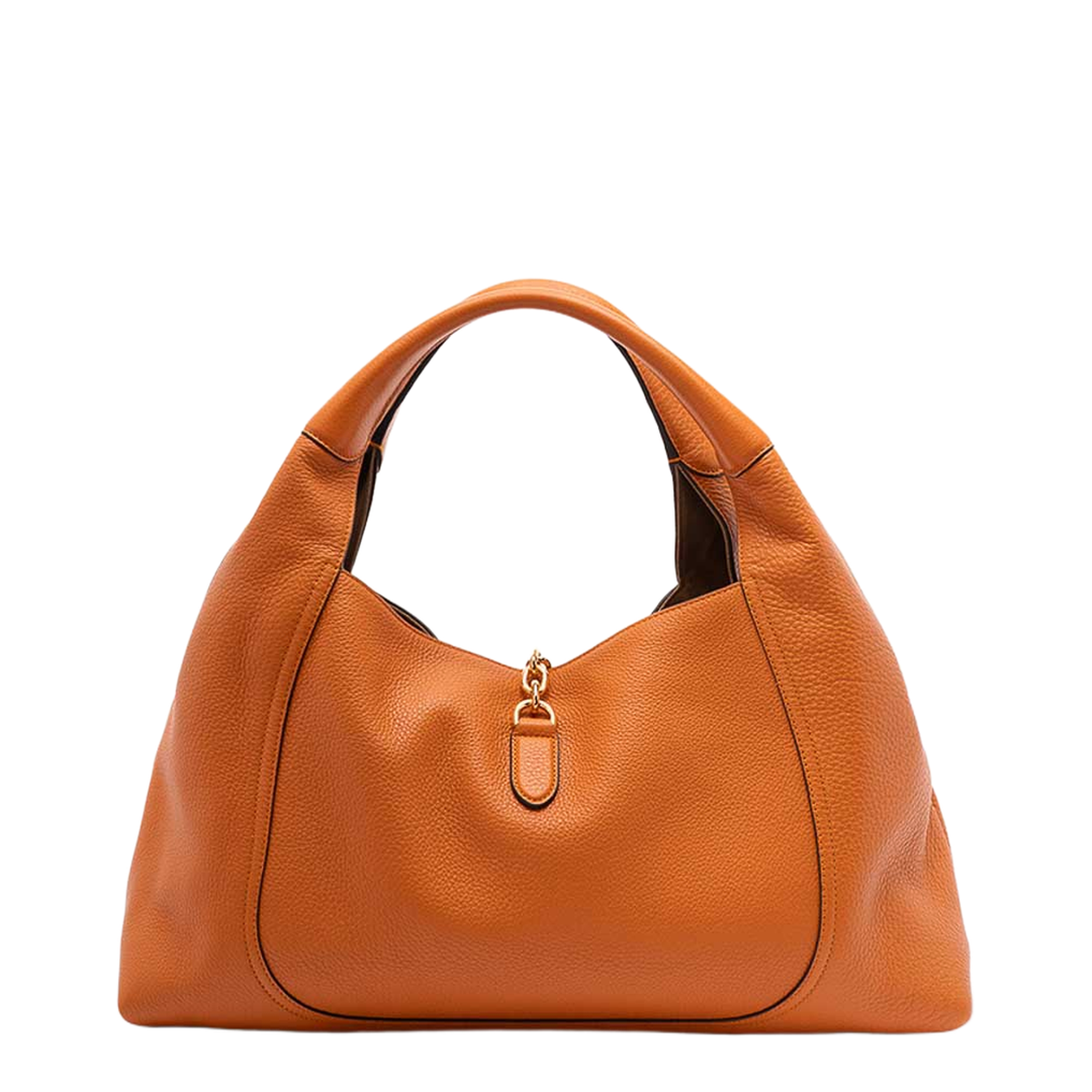 Orange Leather Large Softbit Shoulder Bag - Image 2