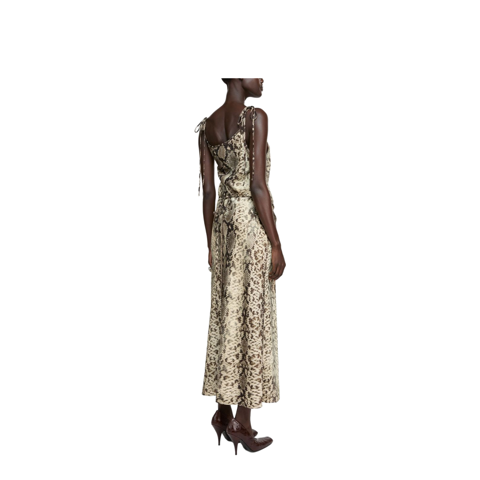 Satin Dress - Multi Brown - Image 3