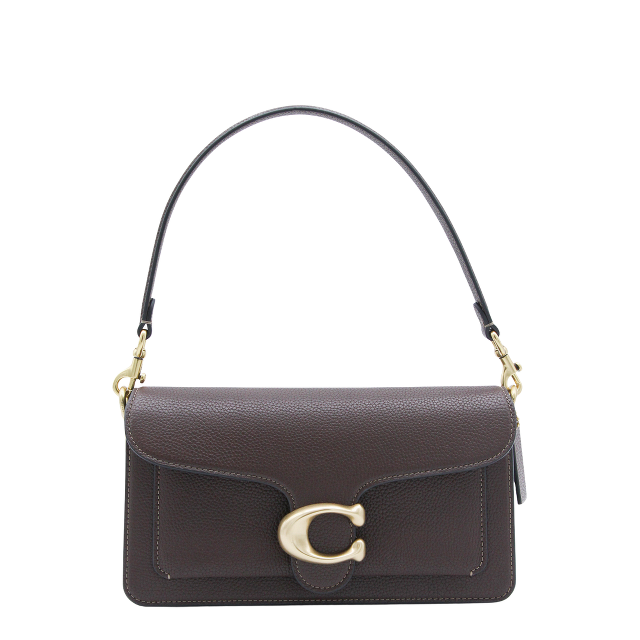 Tabby 26 Polished Pebble Leather Shoulder Bag - Brass/Chalk - Image 2