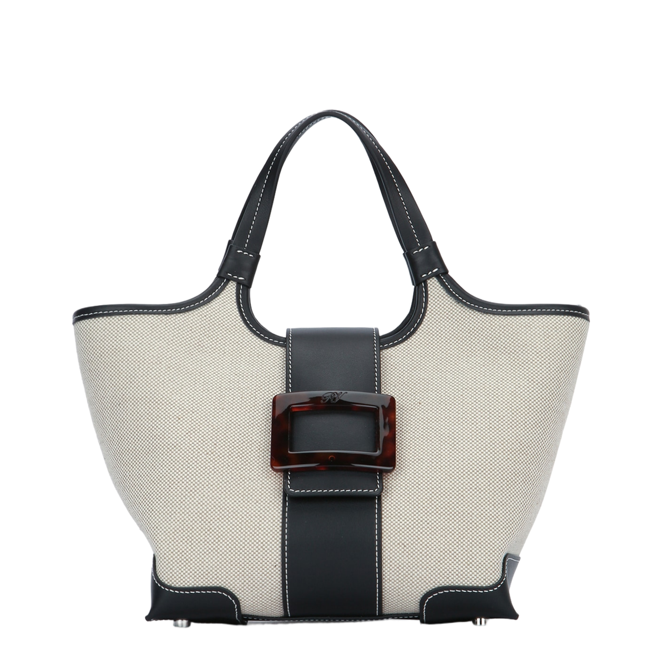 Mini Canvas Tote Bag - Natural/Black - Image 1