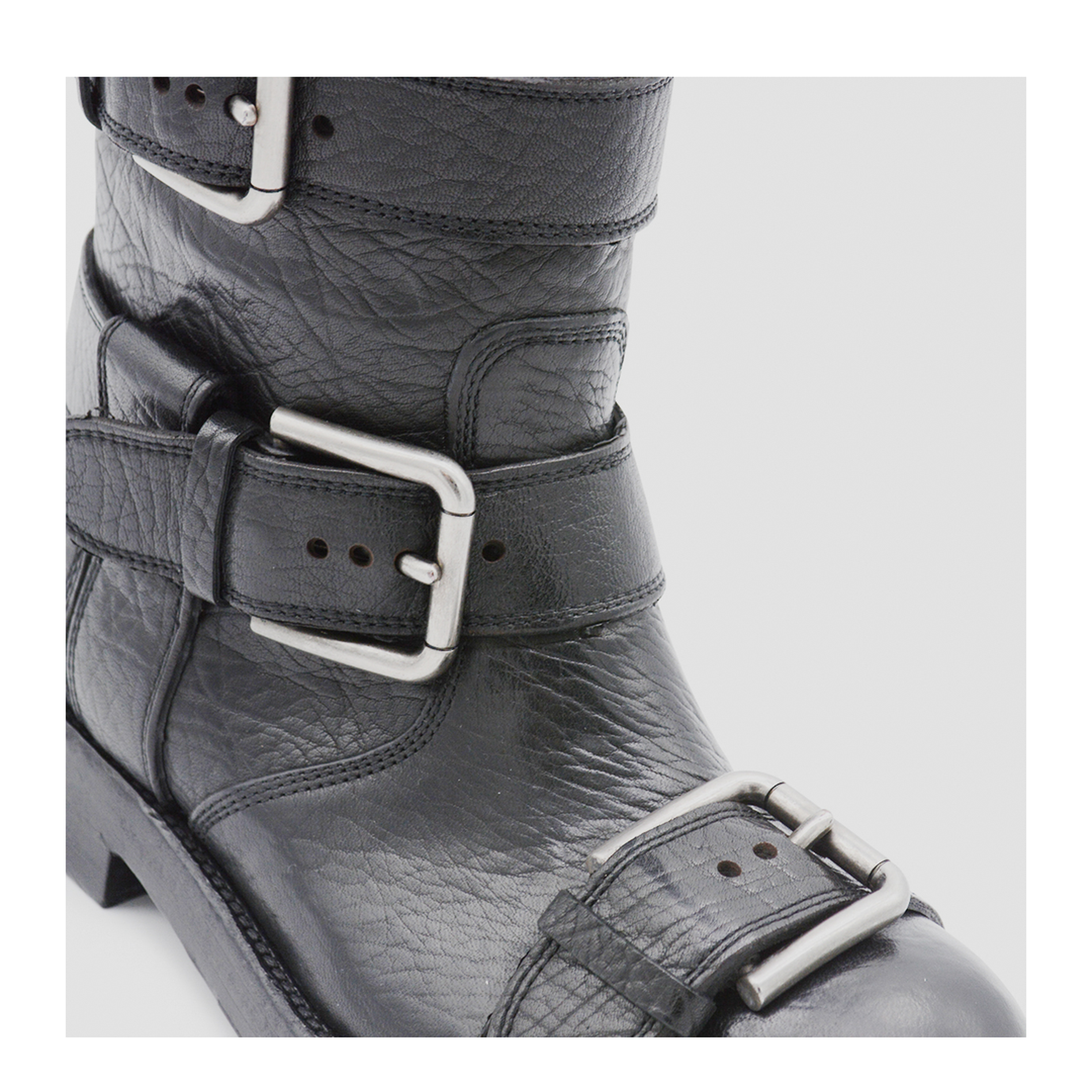 Black leather boots with straps - Image 8