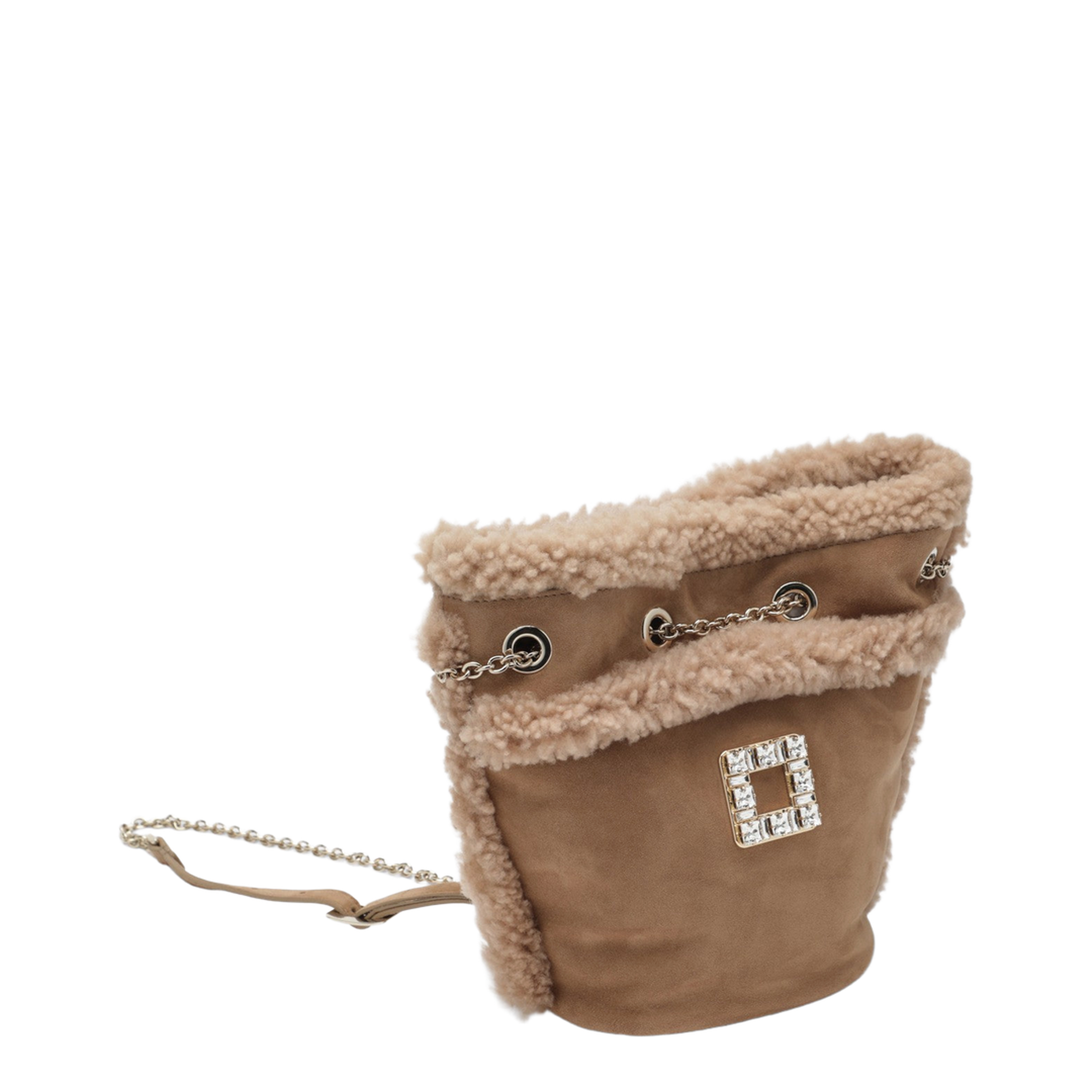 Roger Vivier Très Vivier Suede & Shearling Backpack - Tabacco - Image 2