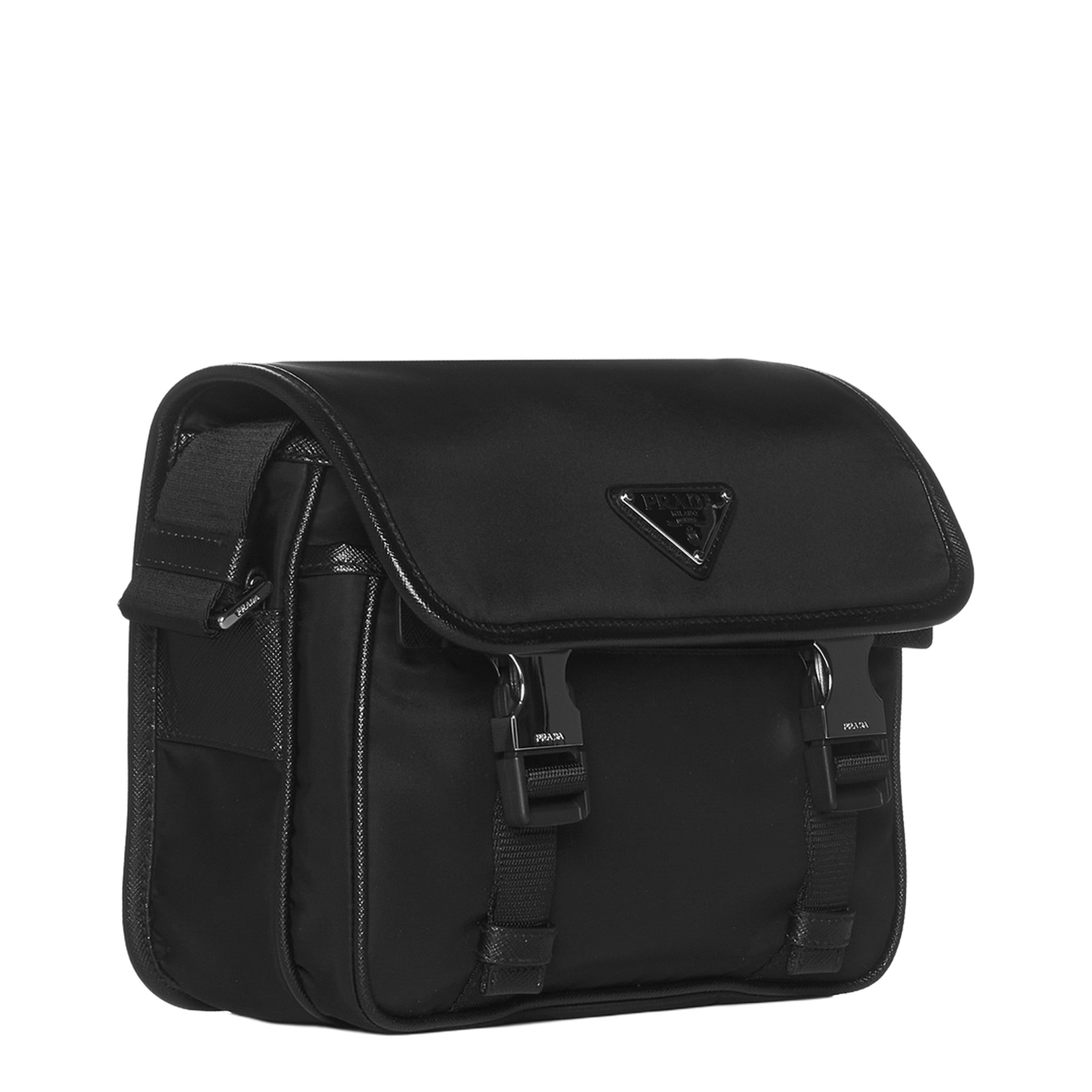 Black Re-Nylon and Saffiano Leather Shoulder Bag - Image 2