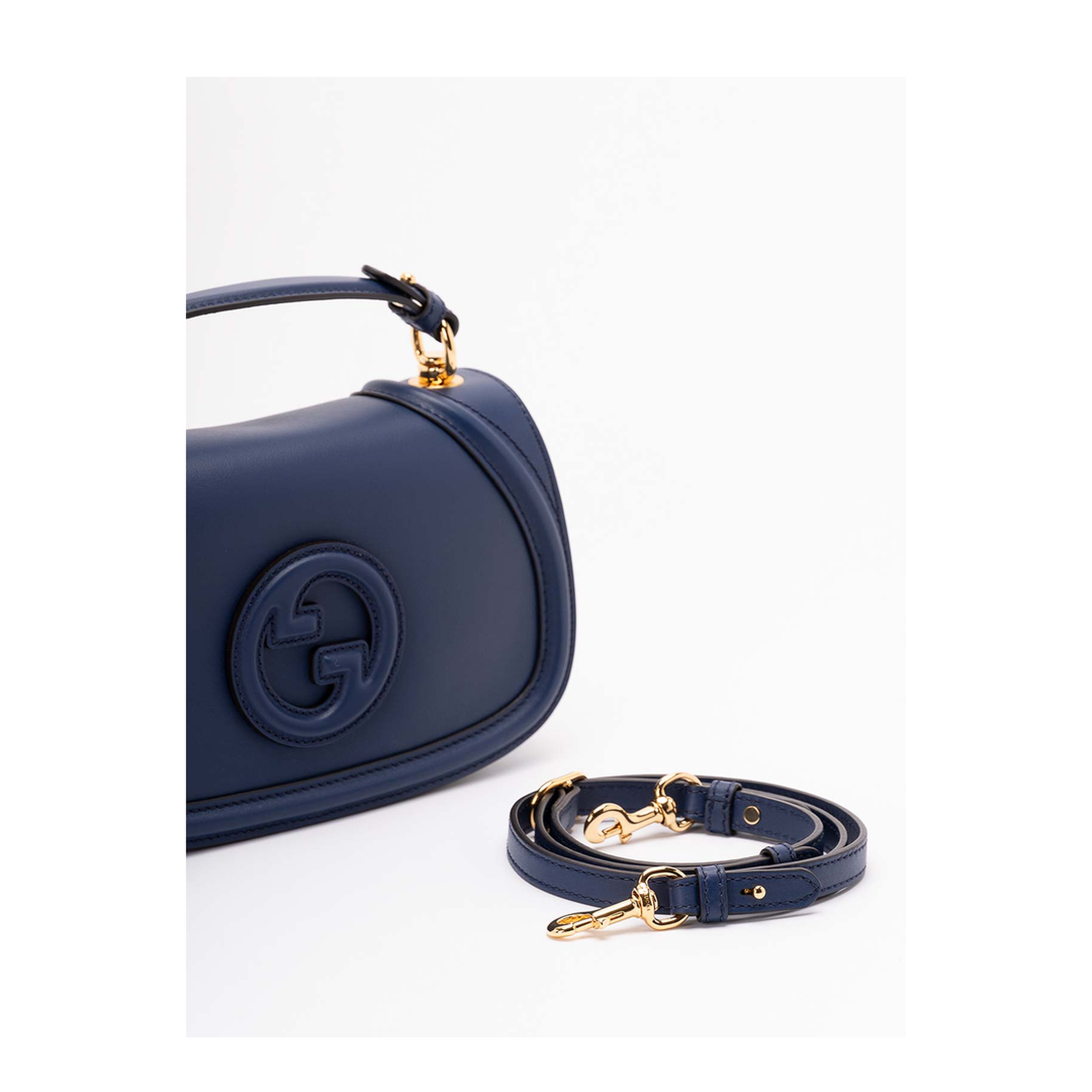 Blondie Medium Smooth Leather Top Handle Bag - Blue - Image 4