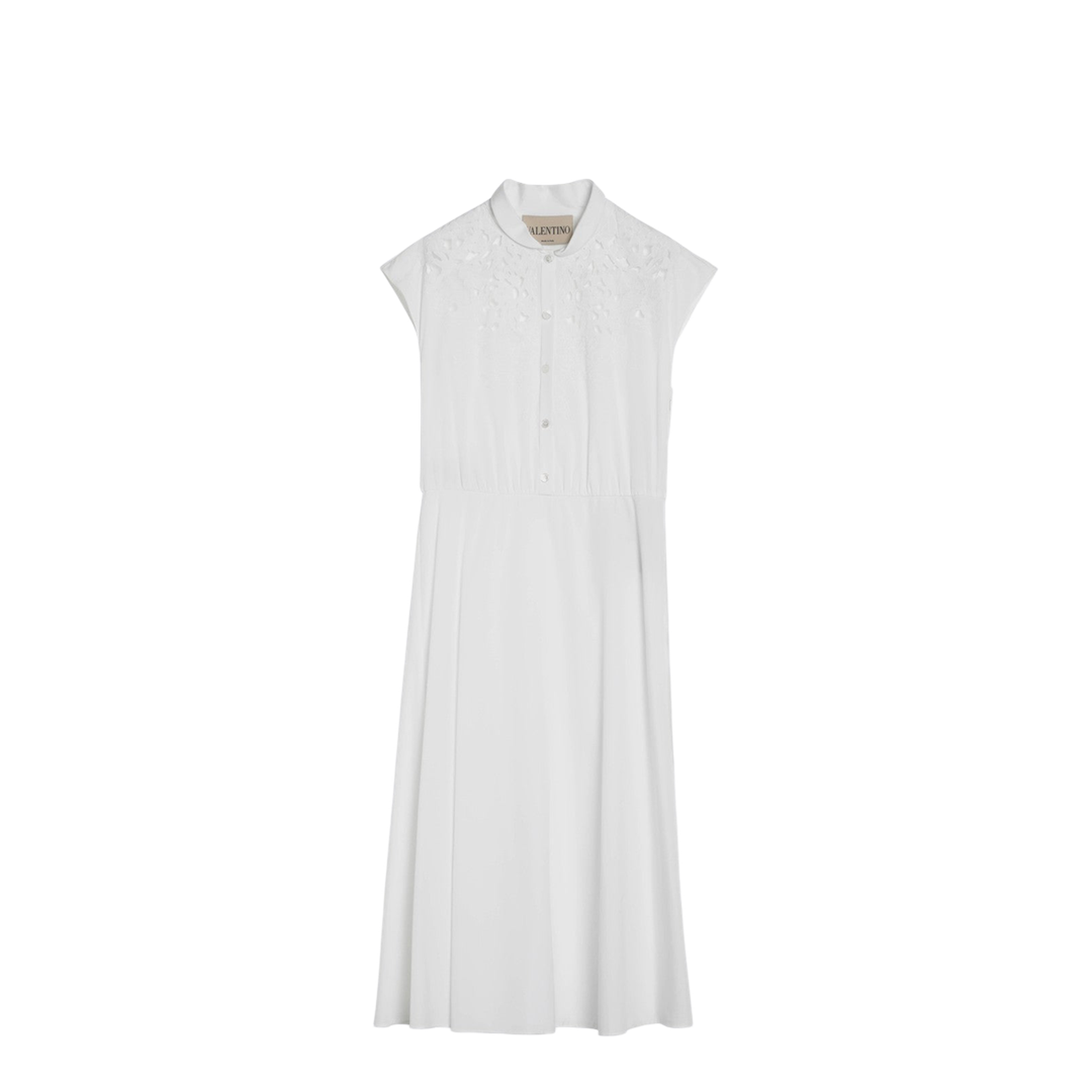 White Midi Dress with Sangallo Embroidery - Image 1