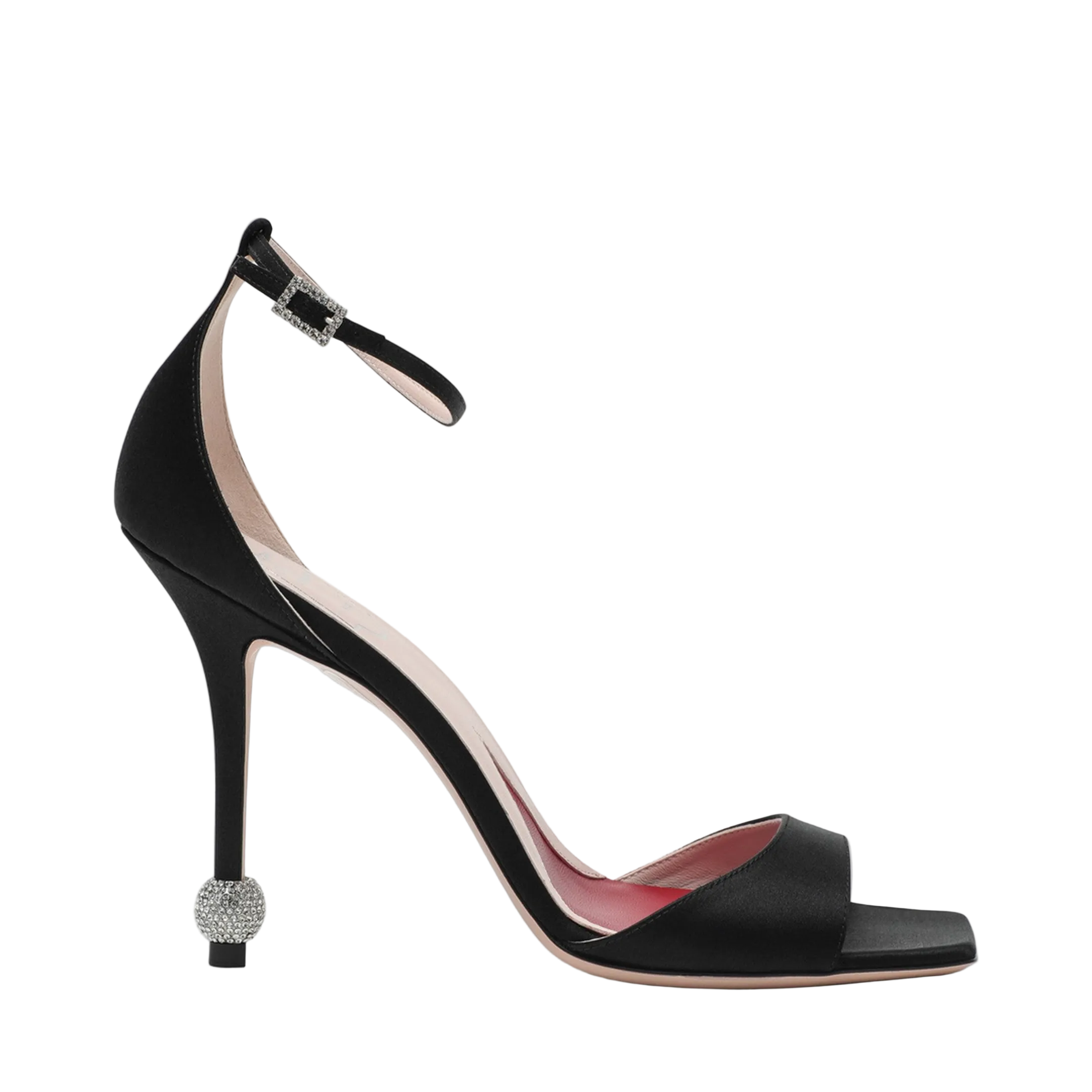 Black Sandal with Jewelled Heel - Image 1