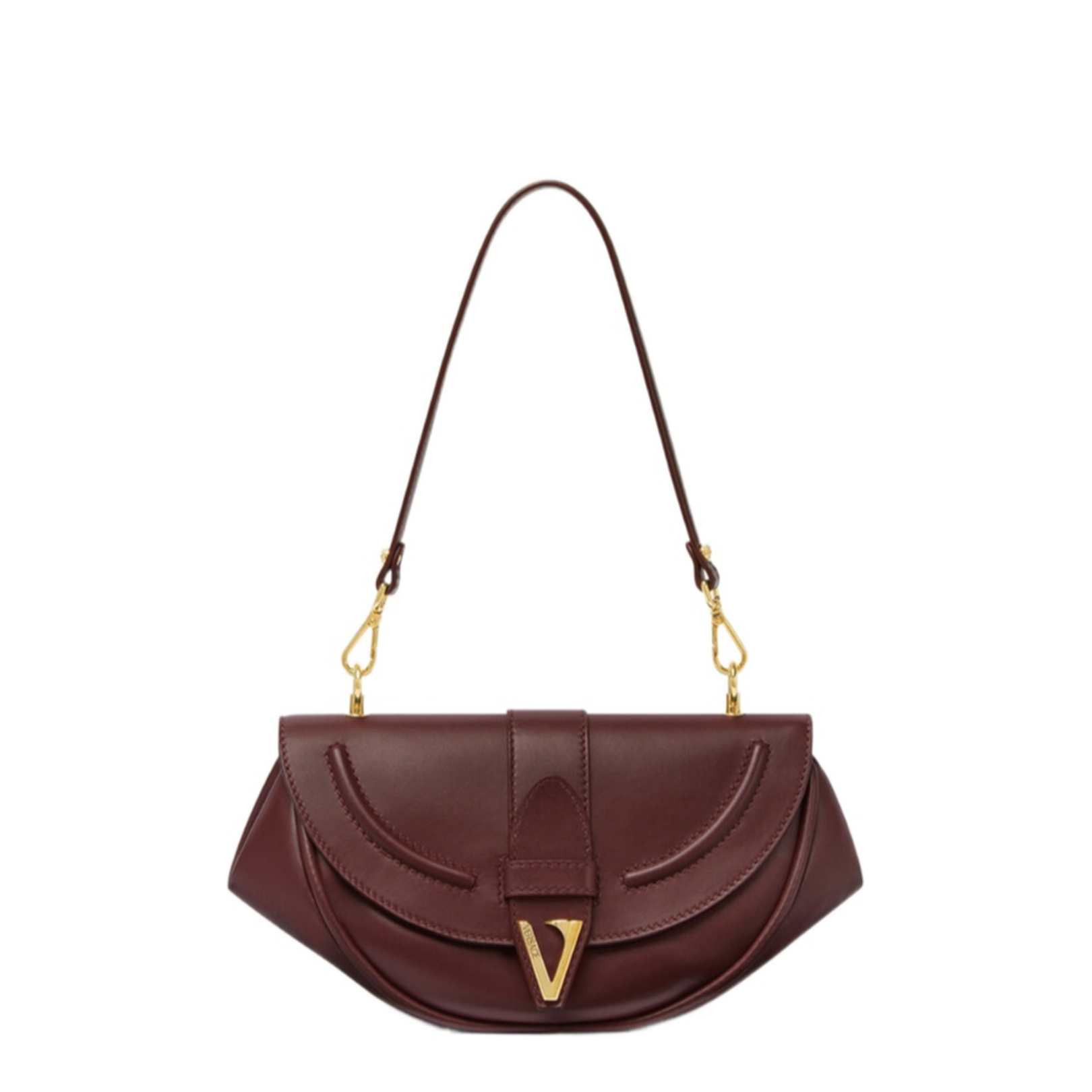 Virtus Small Calf Leather Shoulder Bag - Burgundy - Image 1