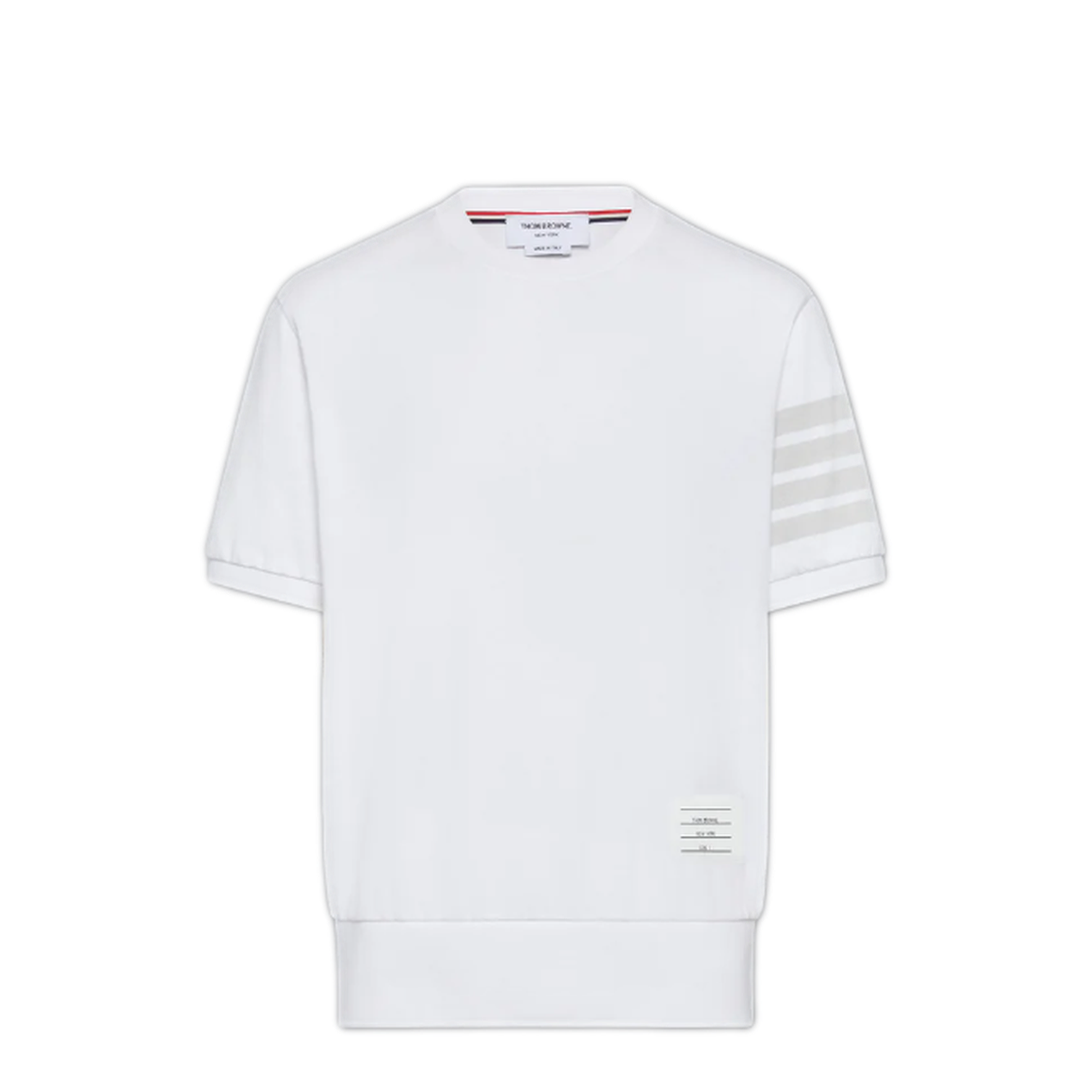 GARMENT DYED SHORT SLEEVE RIB CUFF TEE IN MED WEIGHT JERSEY W/ OVERDYED 4 BAR - Image 1