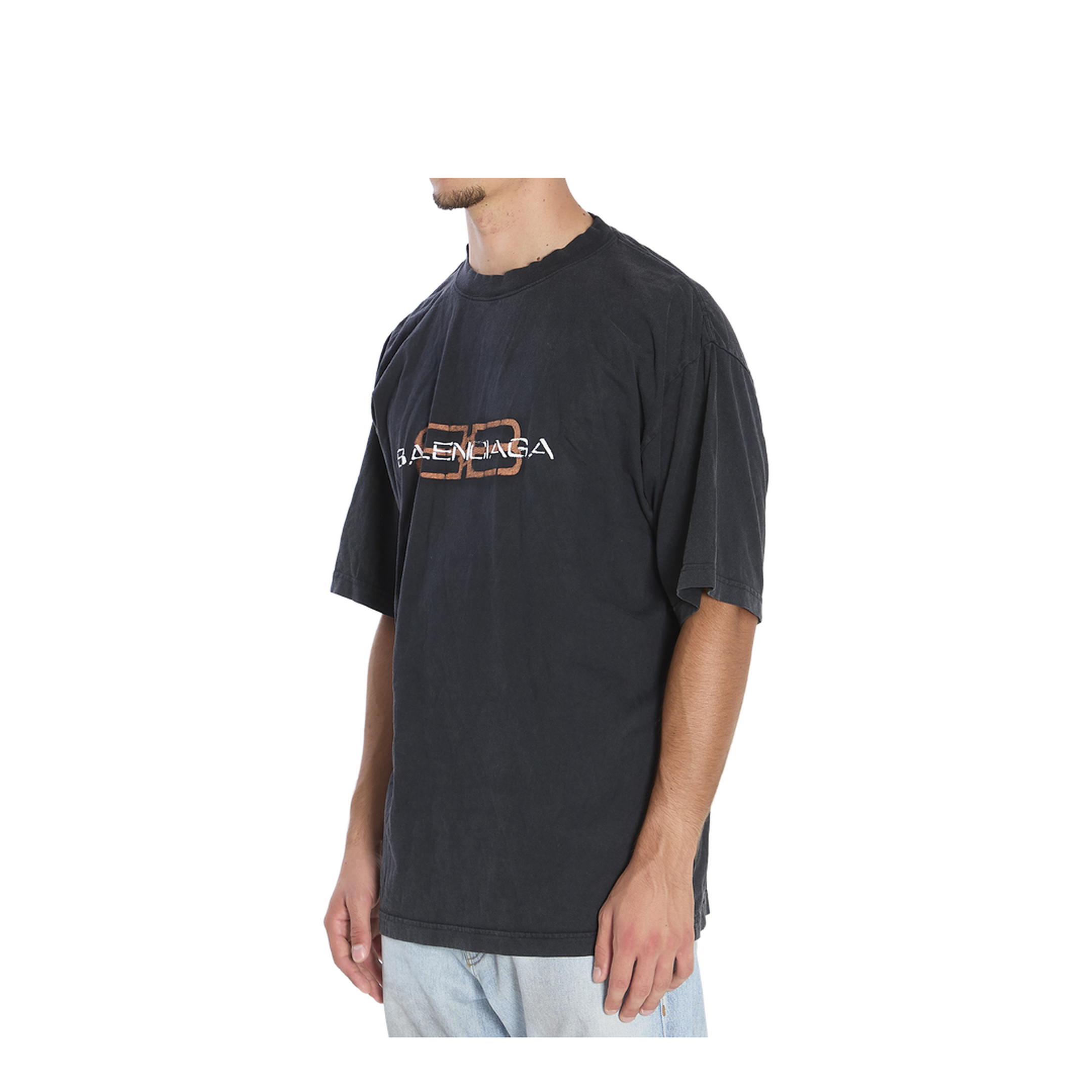 Bb Icon Stencil T-shirt Medium Fit in Faded Black - Image 2