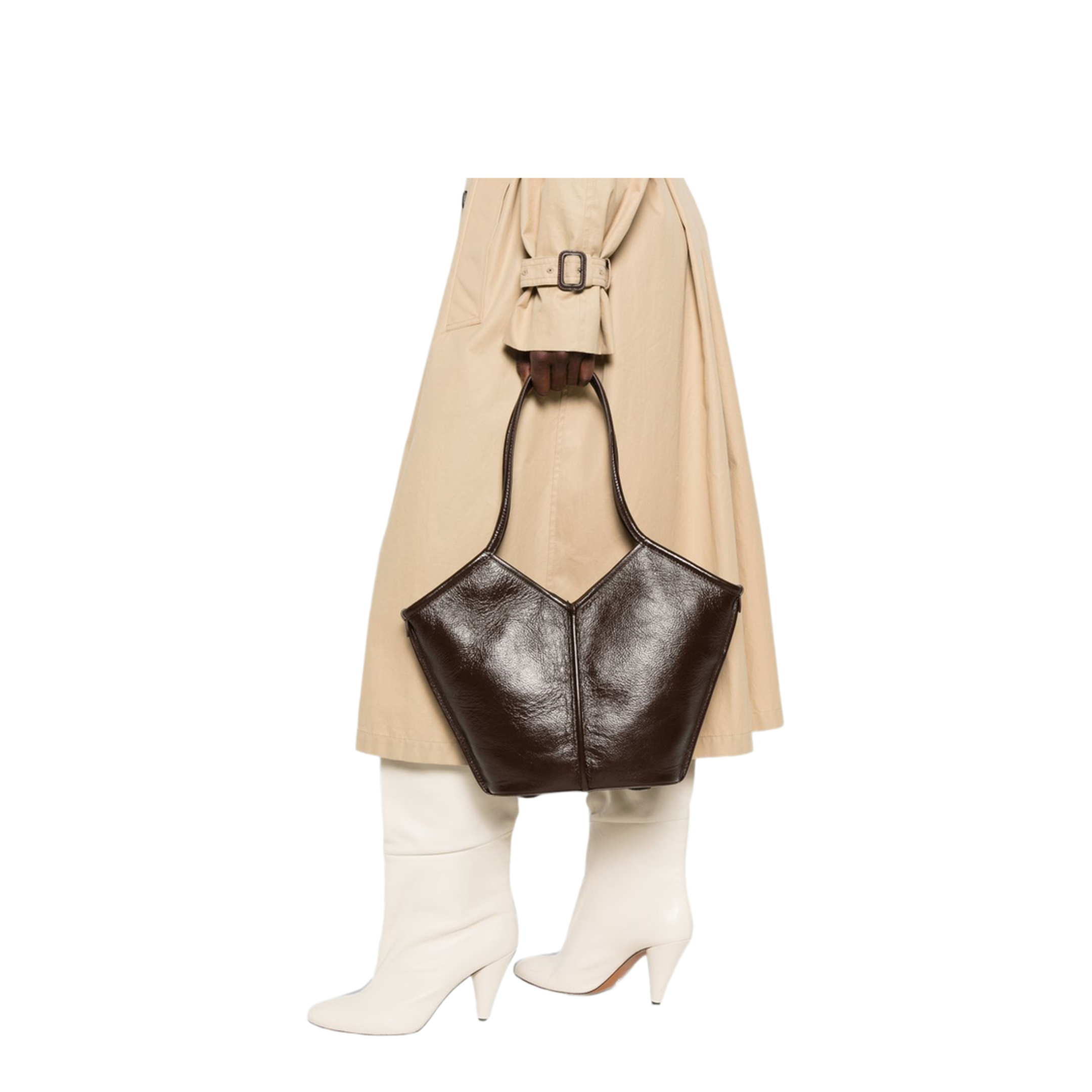 Calella Small Calf Leather Tote Bag - Dark Brown - Image 4