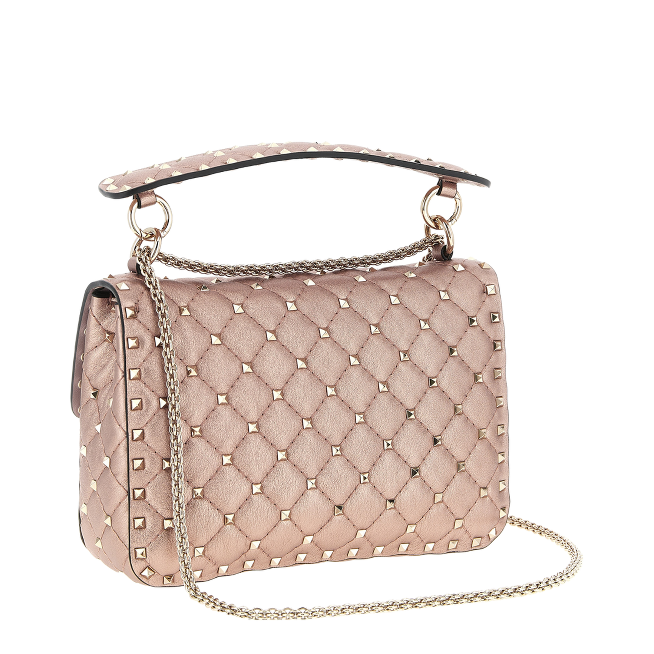 Rockstud Spike Laminated Nappa Leather Shoulder Bag - Poudre - Image 2