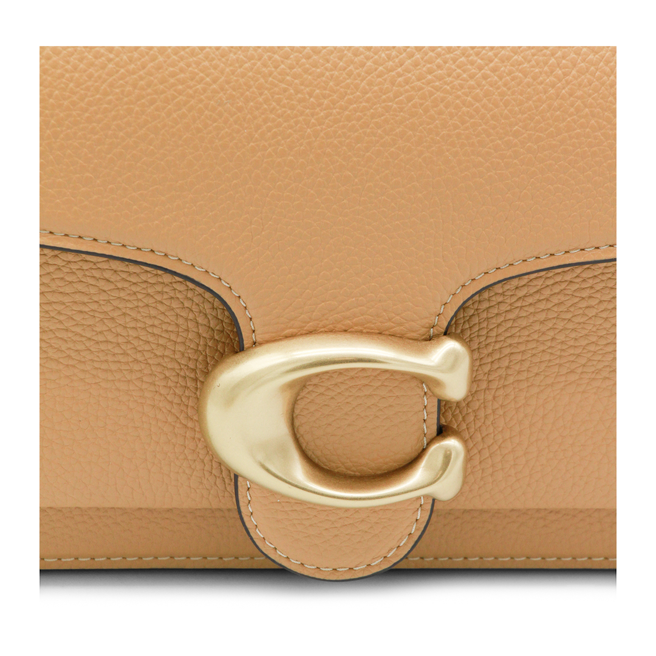 Tabby 26 Polished Pebble Leather Shoulder Bag - Brass/Biscuit - Image 4