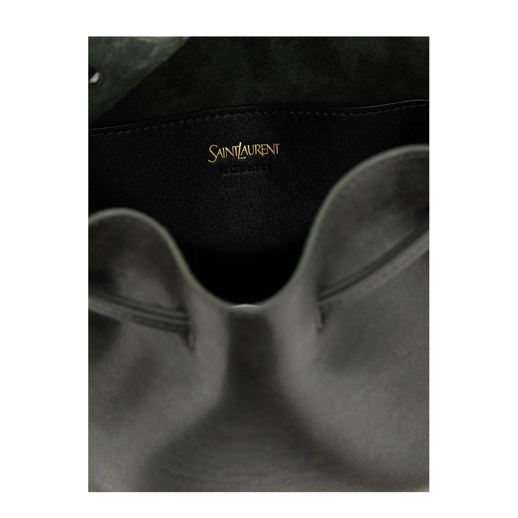 Large Calfskin Bucket Bag - Very Dark Green - Image 4