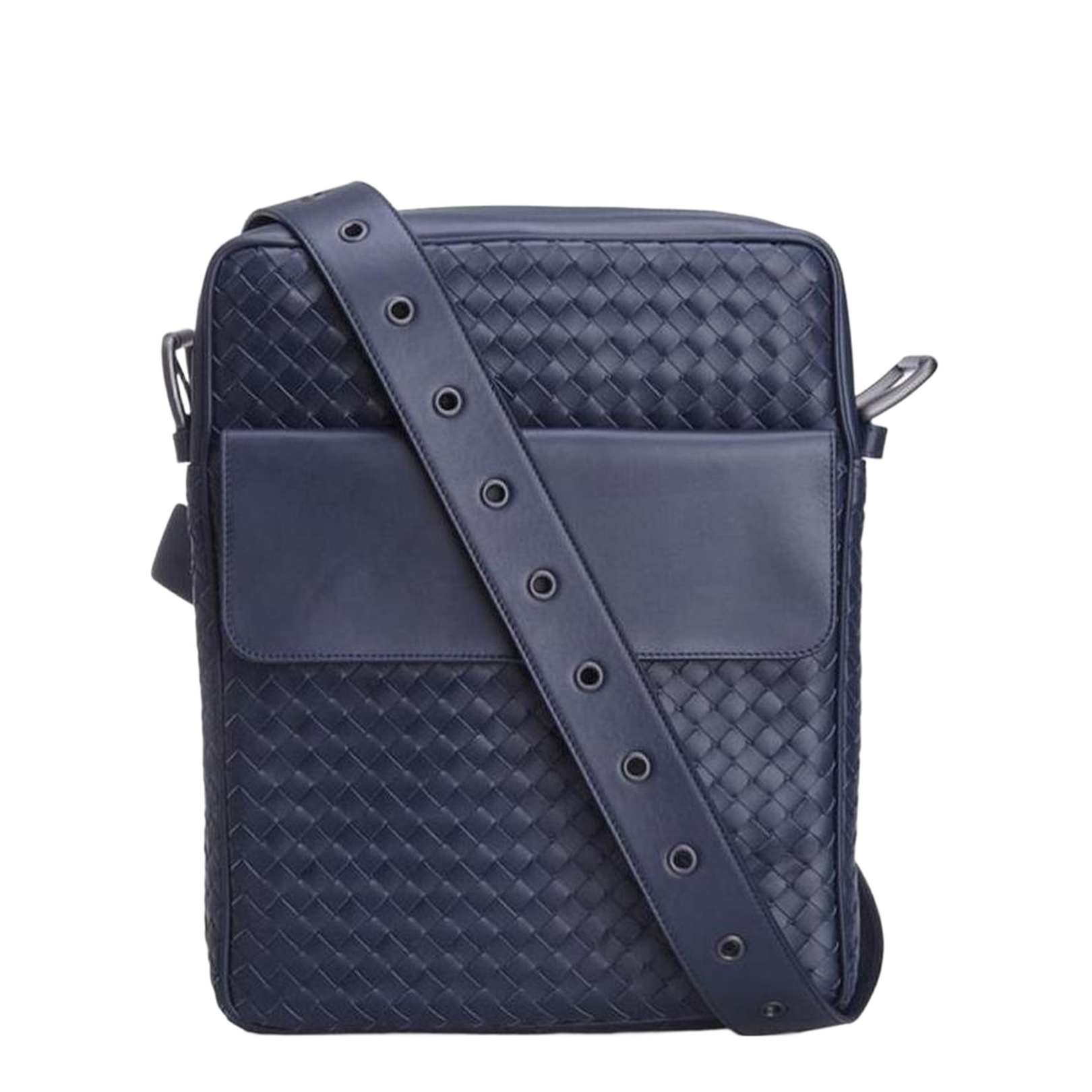 Intrecciato Leather Crossbody Bags - Navy blue - Image 1