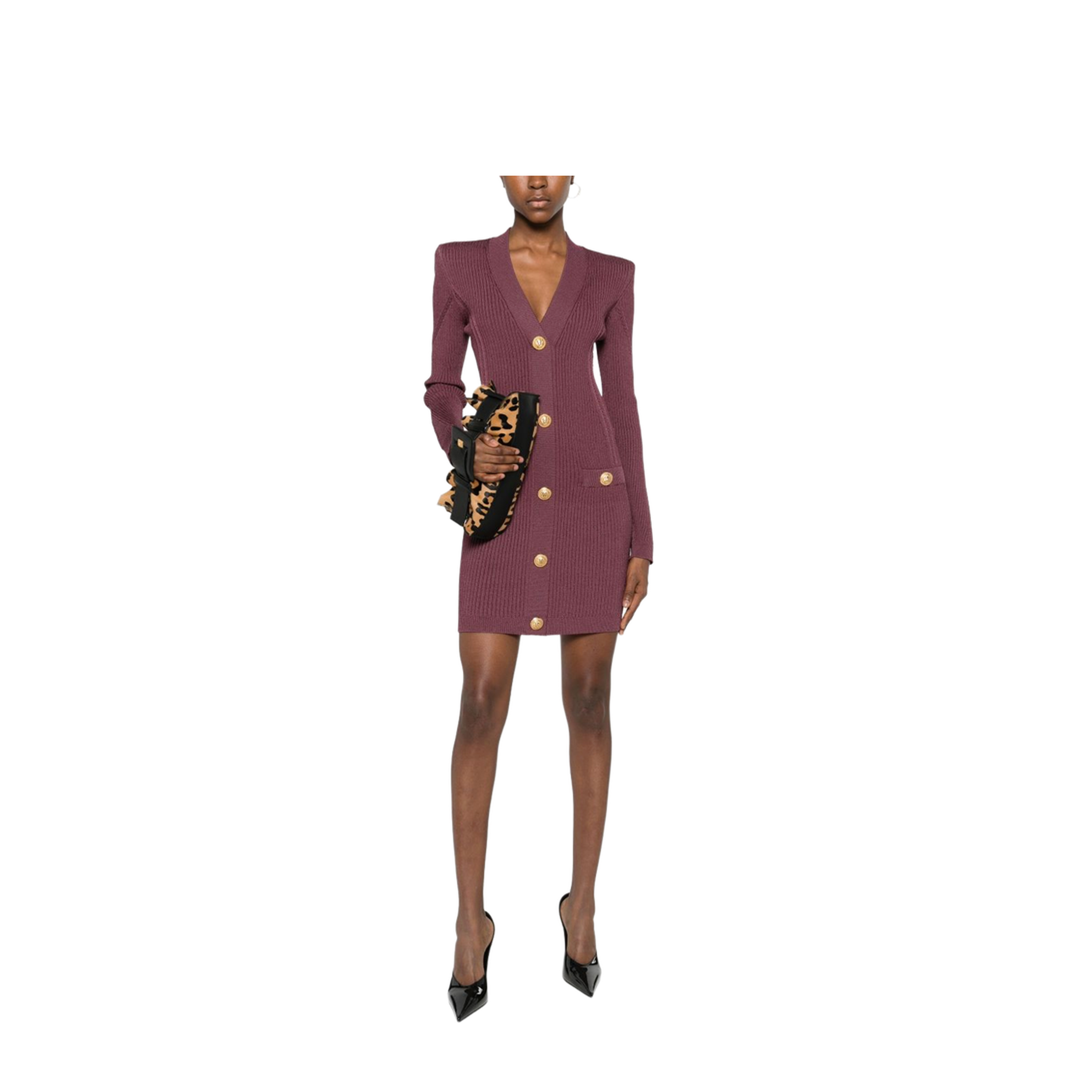 V-necked short dress red - Image 4