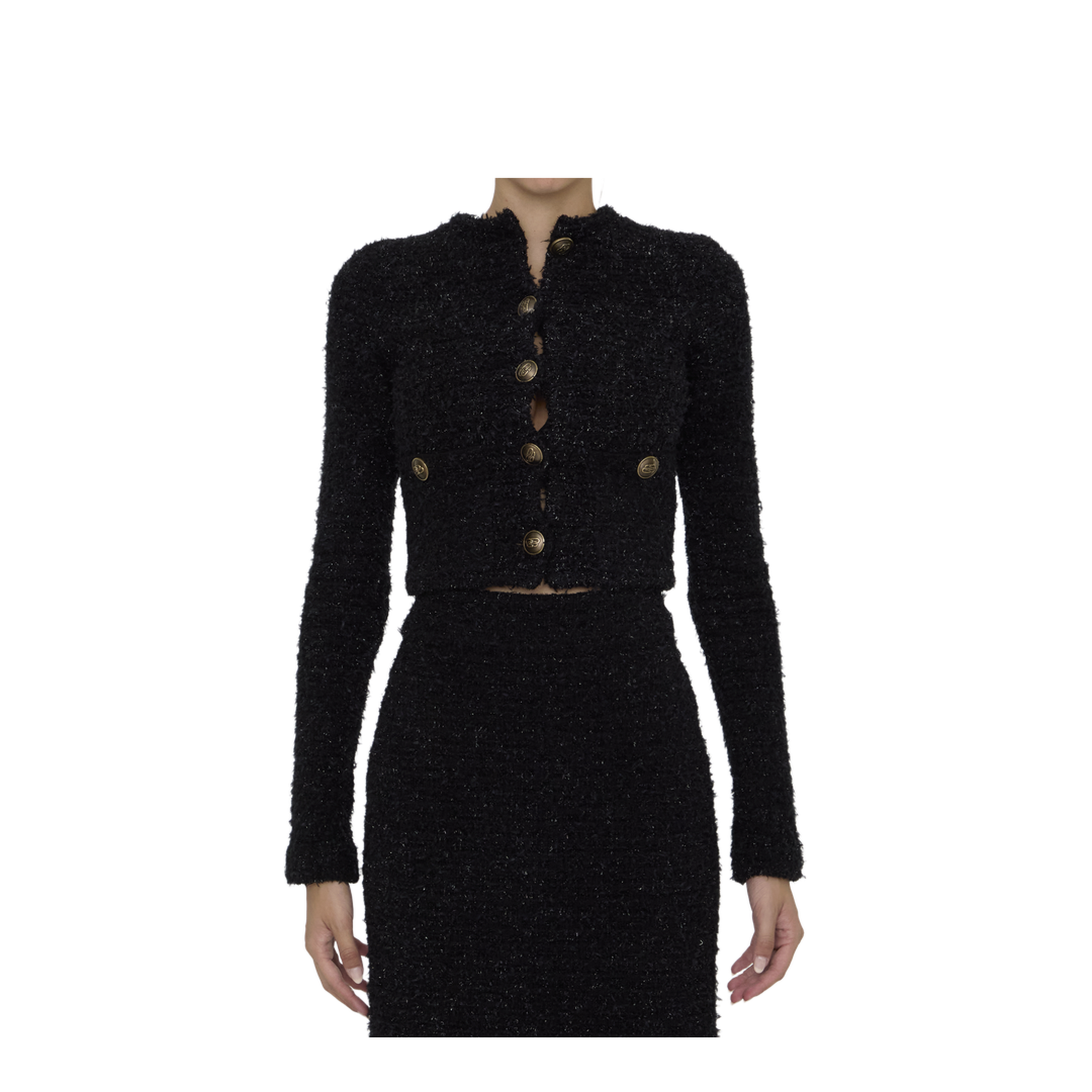 Cropped Tweed Cardigan - Image 1