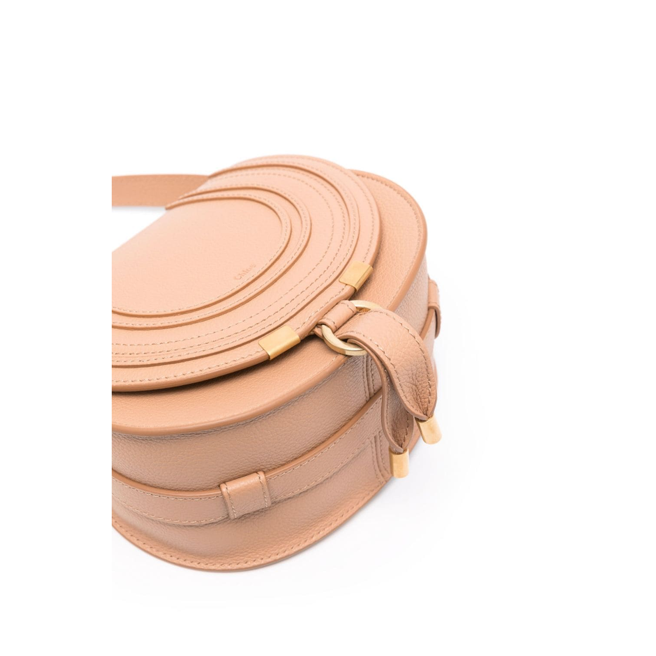 Marcie Small Calfskin Saddle Bag - Light Tan Brown - Image 2