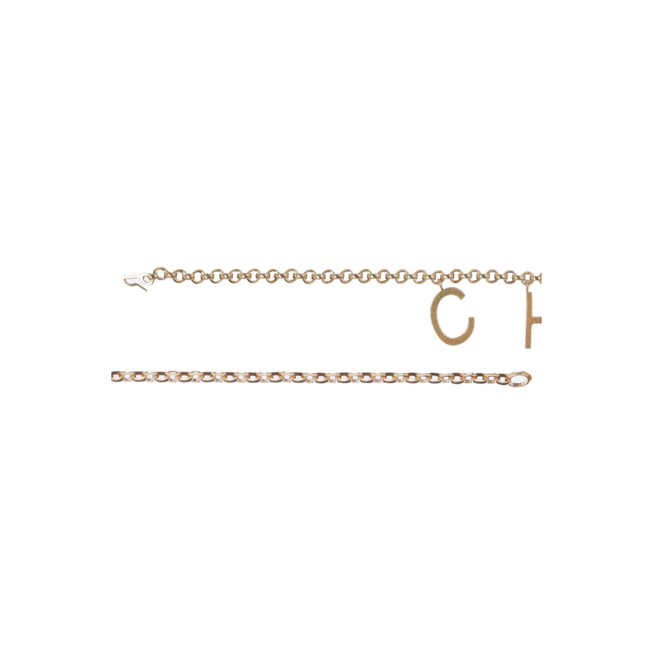 Gold-Tone Interlocking Chain Design Lettered Detailing Adjustable Length Clasp Fastening - Image 2