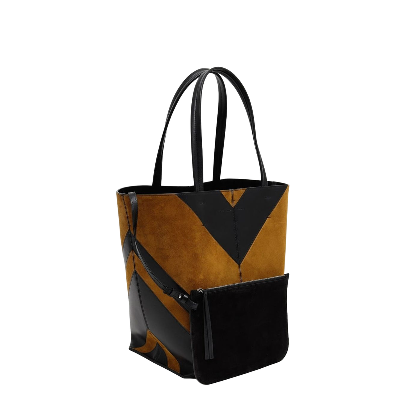 Pot Cabas Calfskin & Suede Tote - Black/Toffee - Image 3