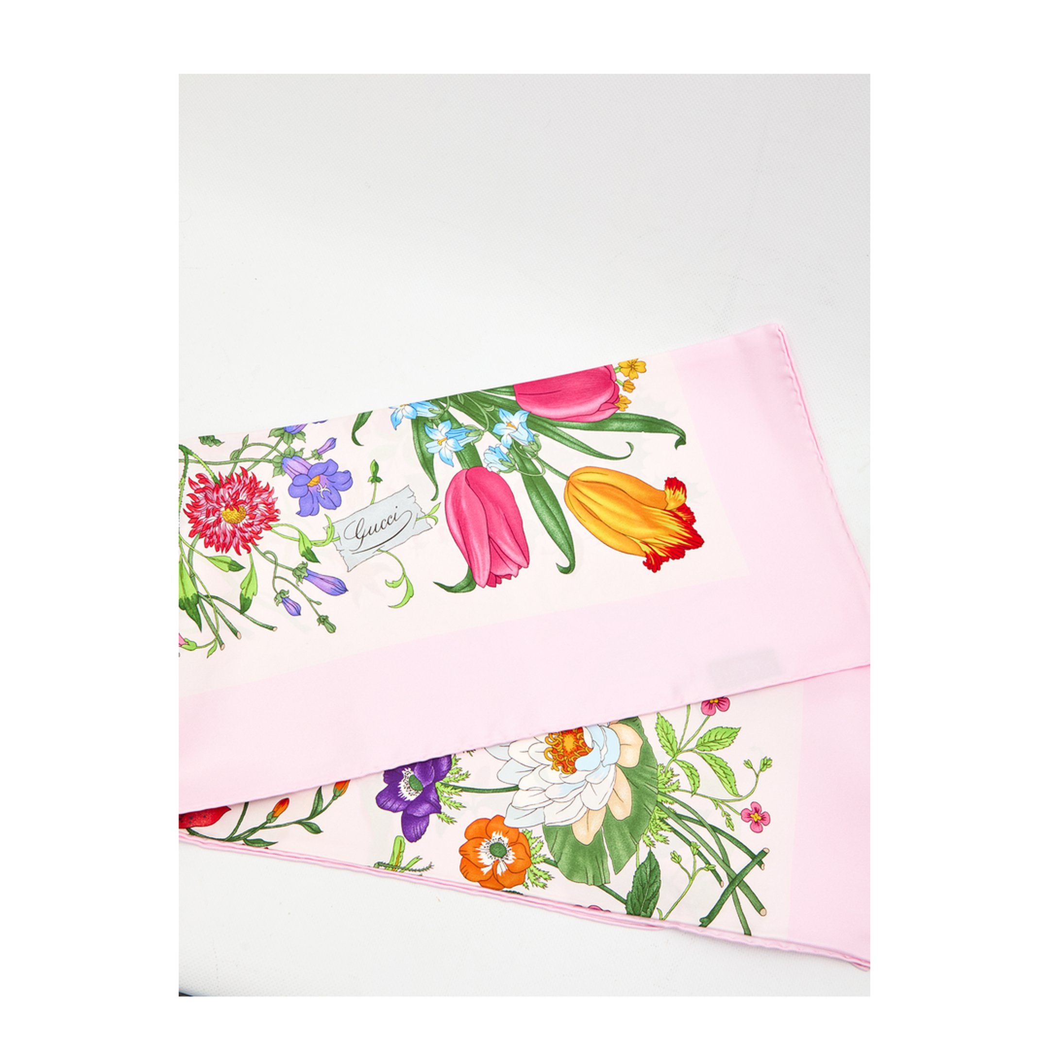 Pink Printed Silk Twill Scarf - Image 2