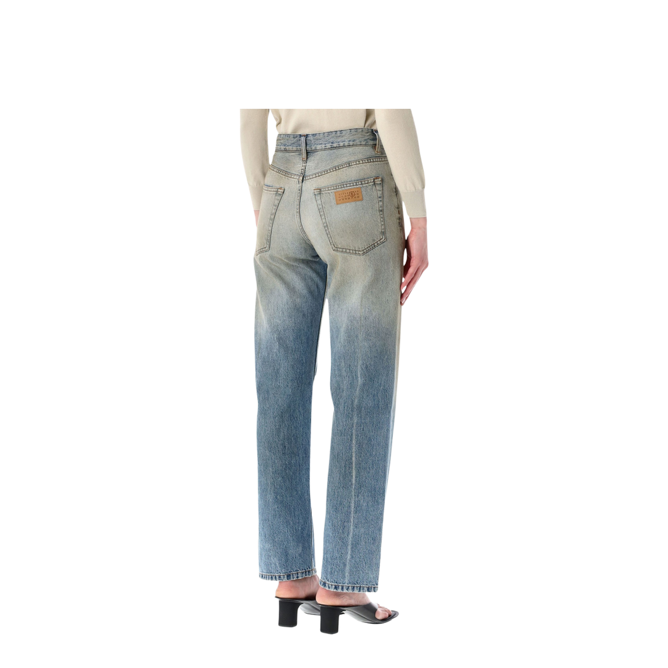 Straight-Leg Trompe-L'Œil Cotton Jeans In Medium Blue - Image 2
