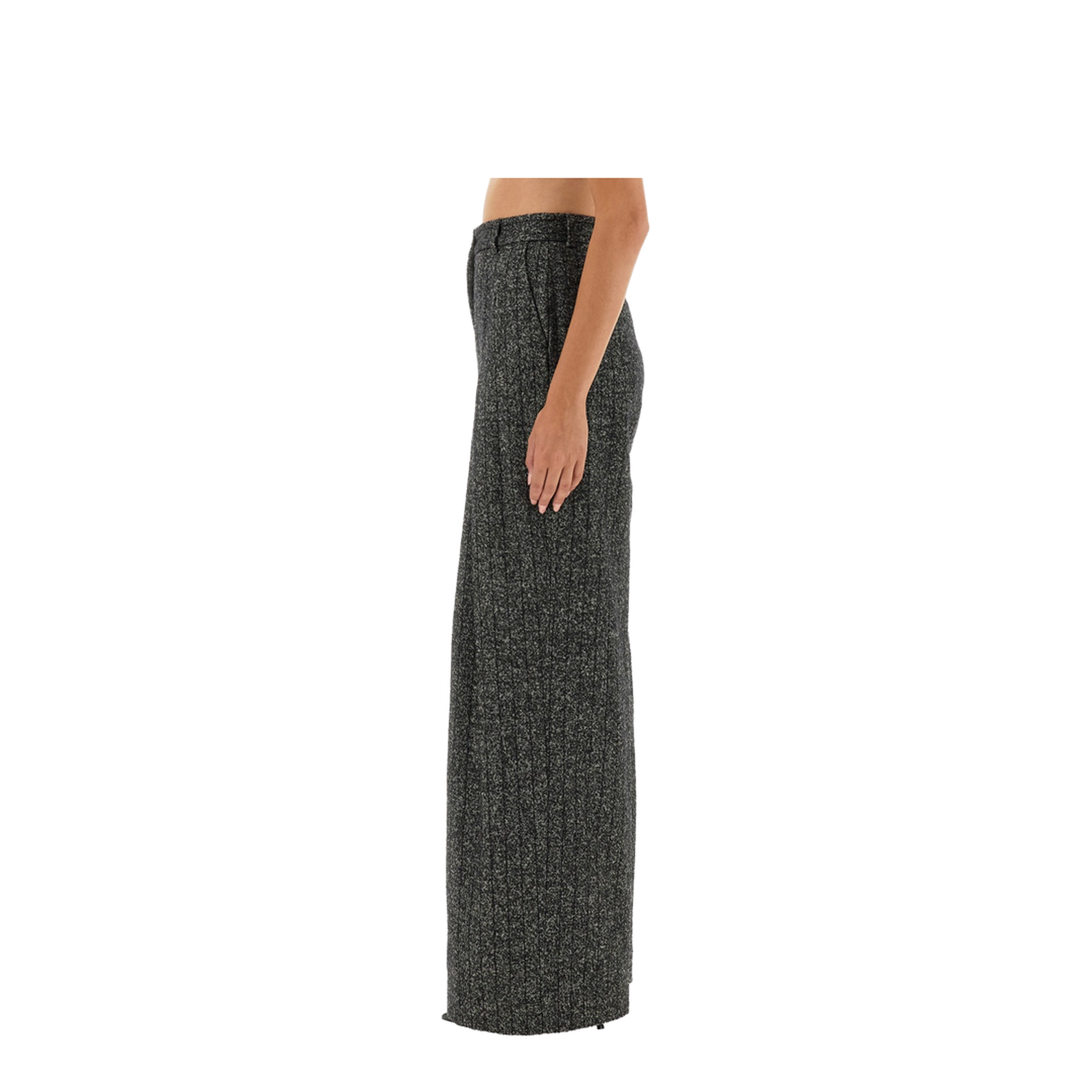 Wide Dark Grey Striped Trousers - Image 4