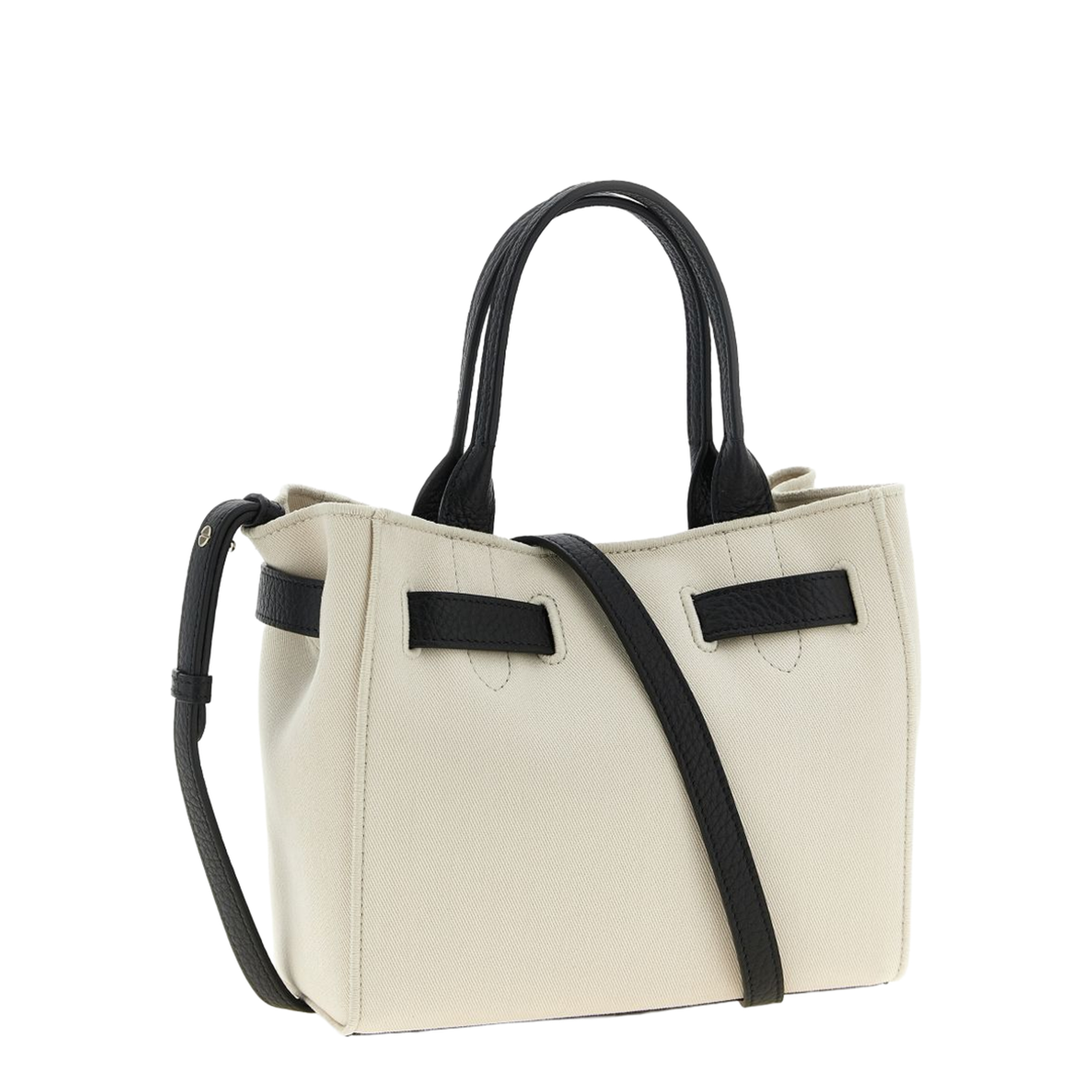 Audrey Small Canvas Shopping Bag - Ecru/Black - Image 3