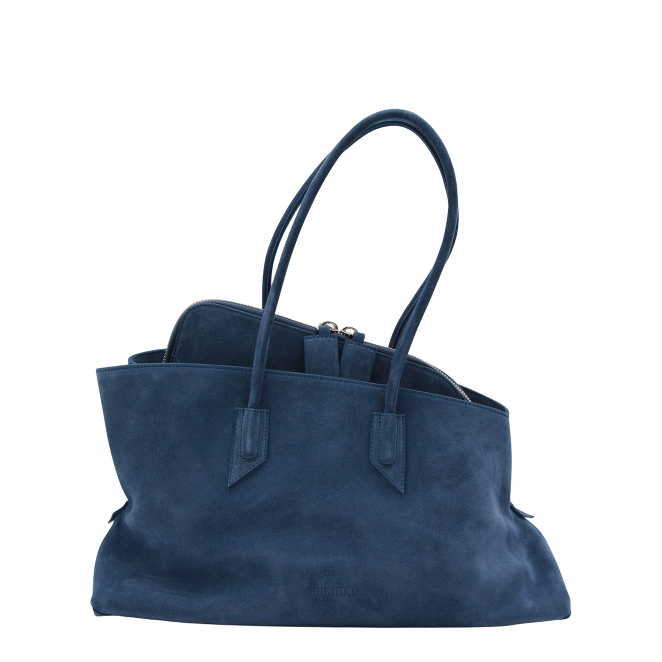 La Passeggiata Medium Suede Top Handle Bag - Sapphire Blue - Image 2