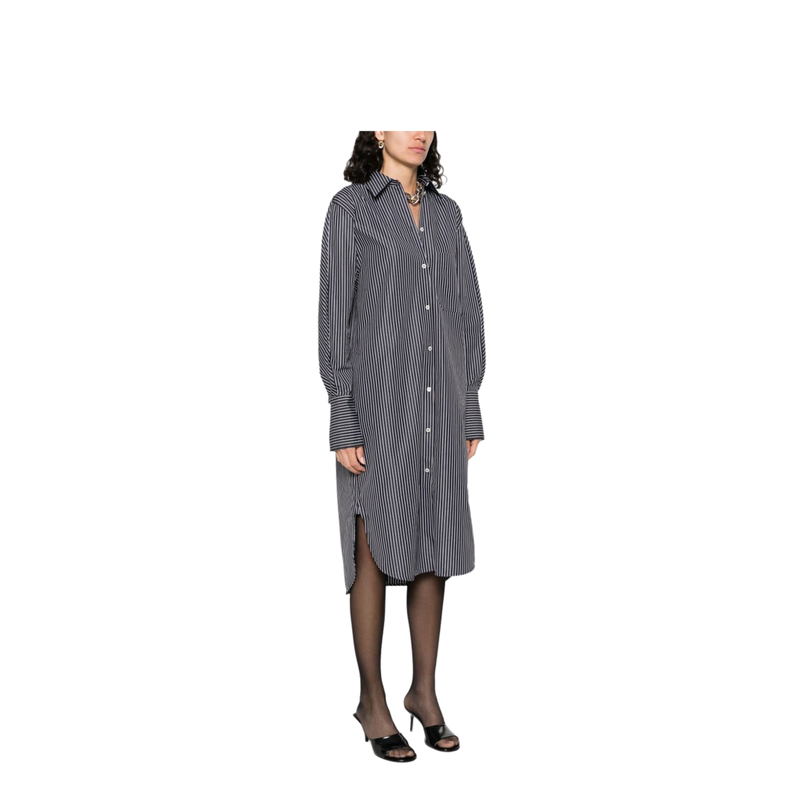 Black and White Dress with Classic Collar - Image 4