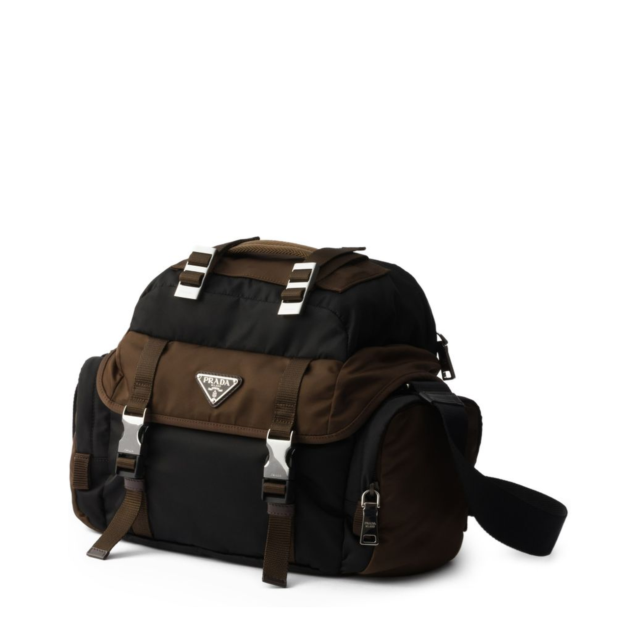 Re-Nylon Nylon & Leather Shoulder Bag - Black/Burnt - Image 6