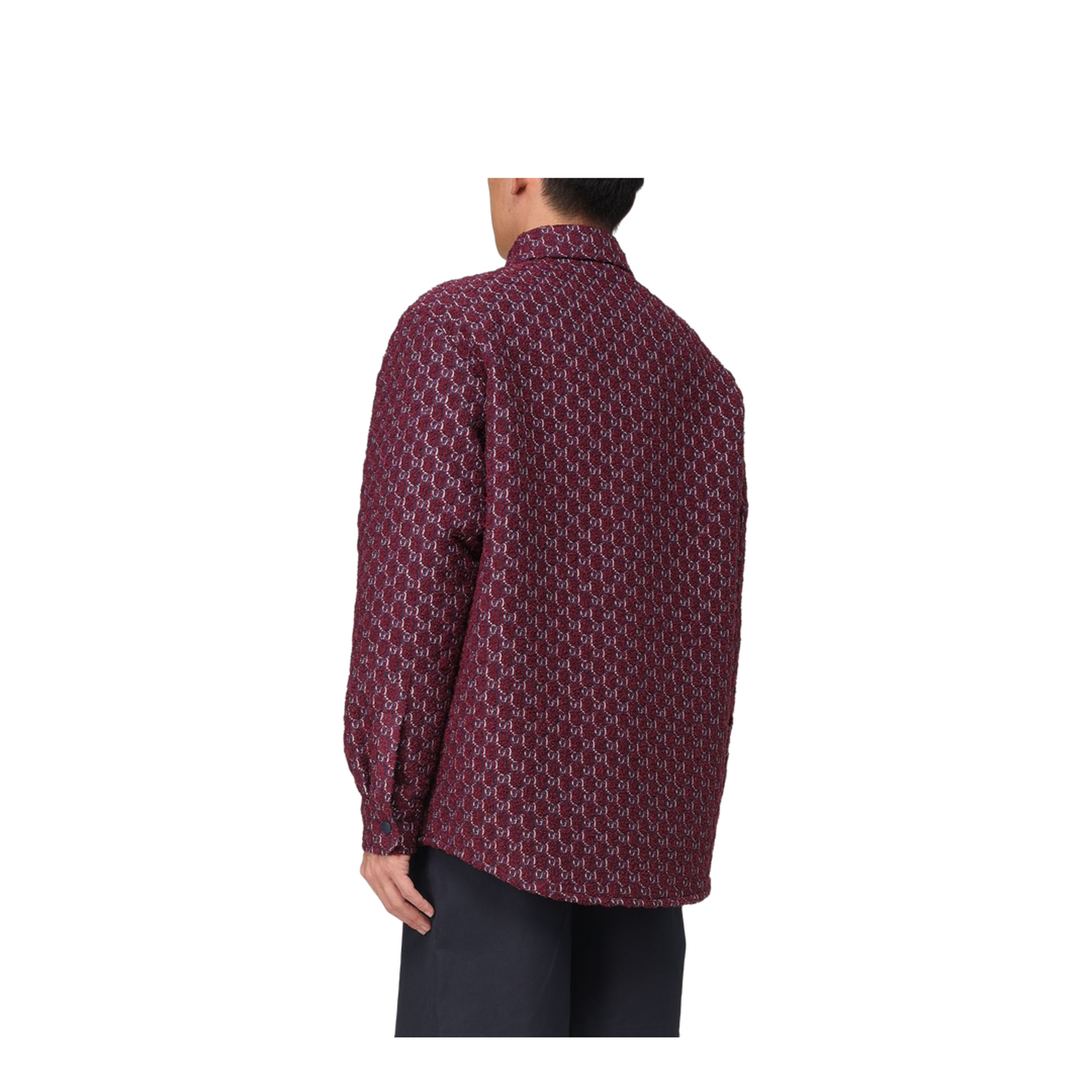Burgundy Bouclé Padded Shirt - Image 3
