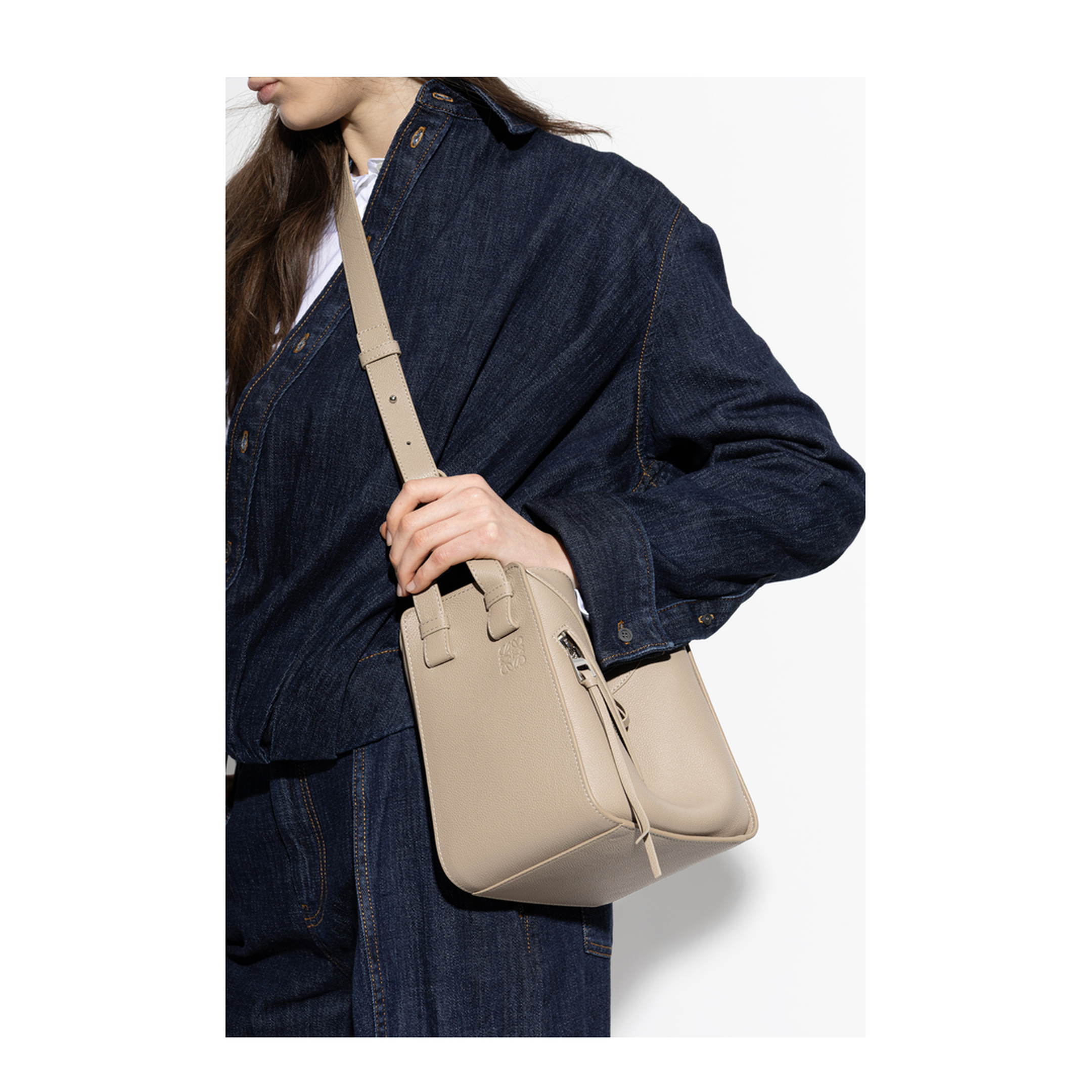 Compact Hammock Small Soft Grained Calf Handbag - Clay - Image 2