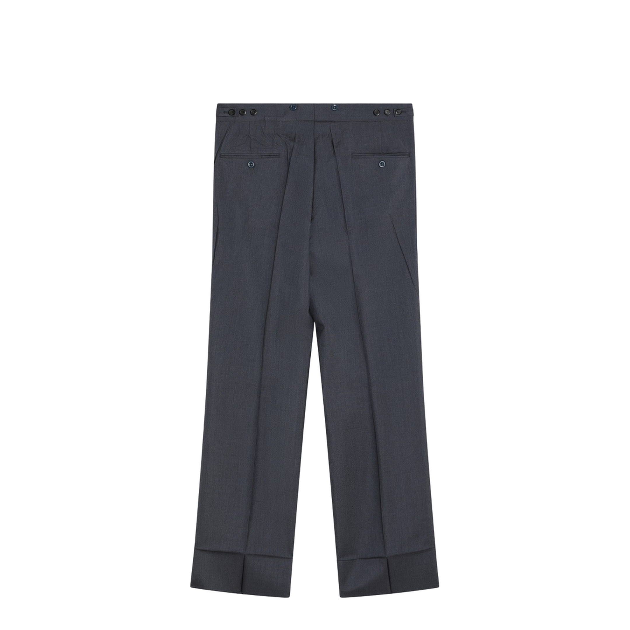 Wide Aviator Blue Mohair and Silk Trousers - Image 2