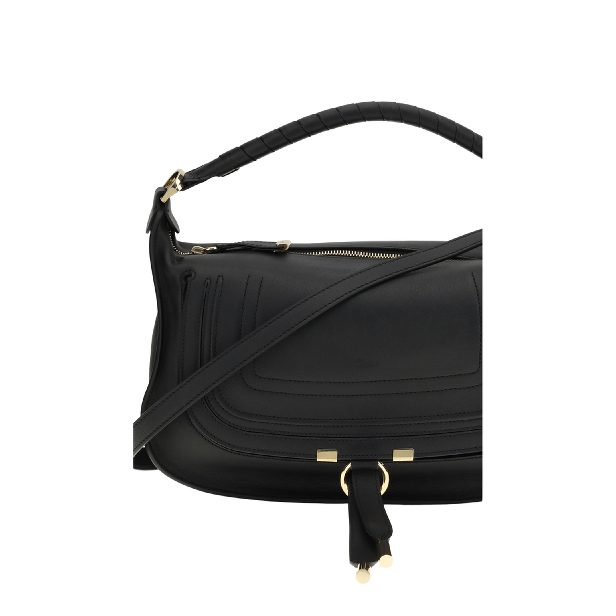 Marcie Small Calf Leather Shoulder Bag - Beige - Image 4
