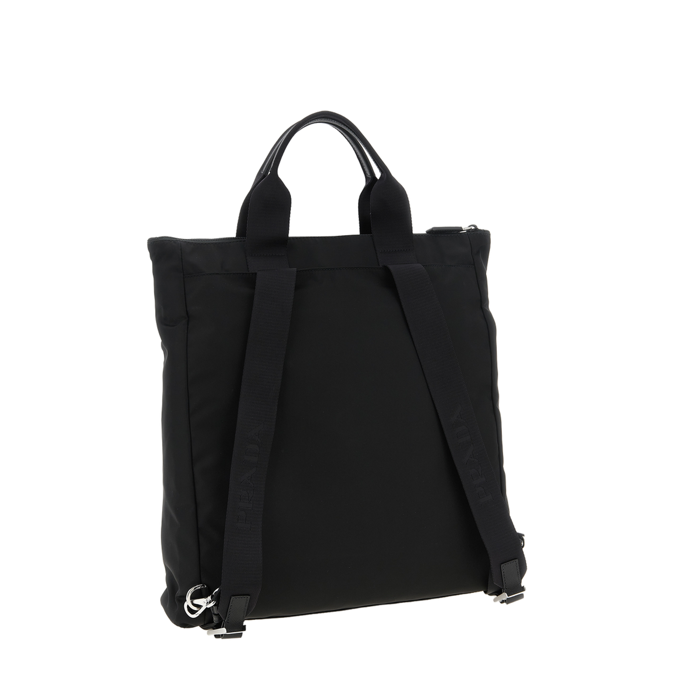 Re-Nylon Medium Saffiano Leather Tote - Black - Image 2
