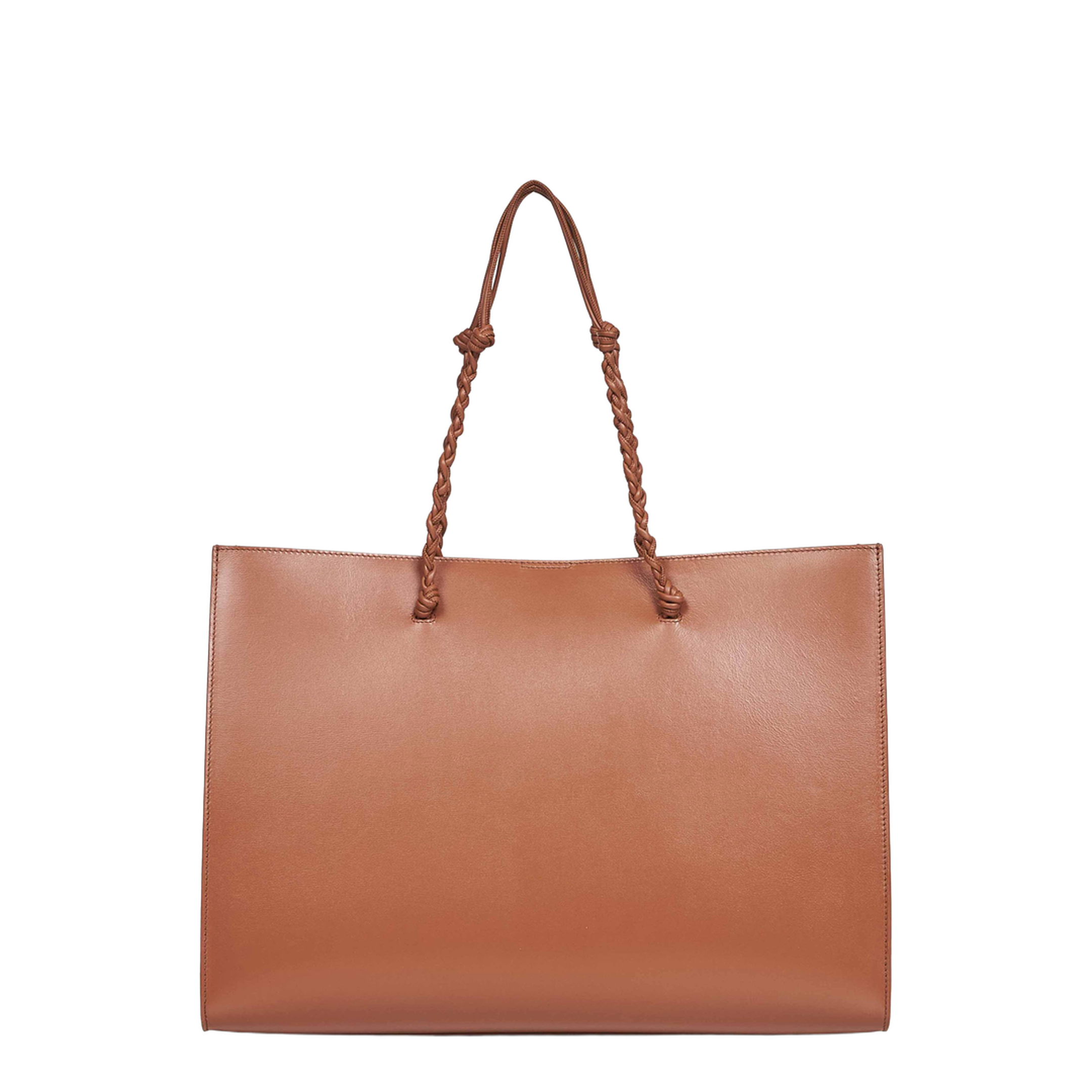 Tangle Knotted Handle Leather Tote Bag - Tan - Image 3