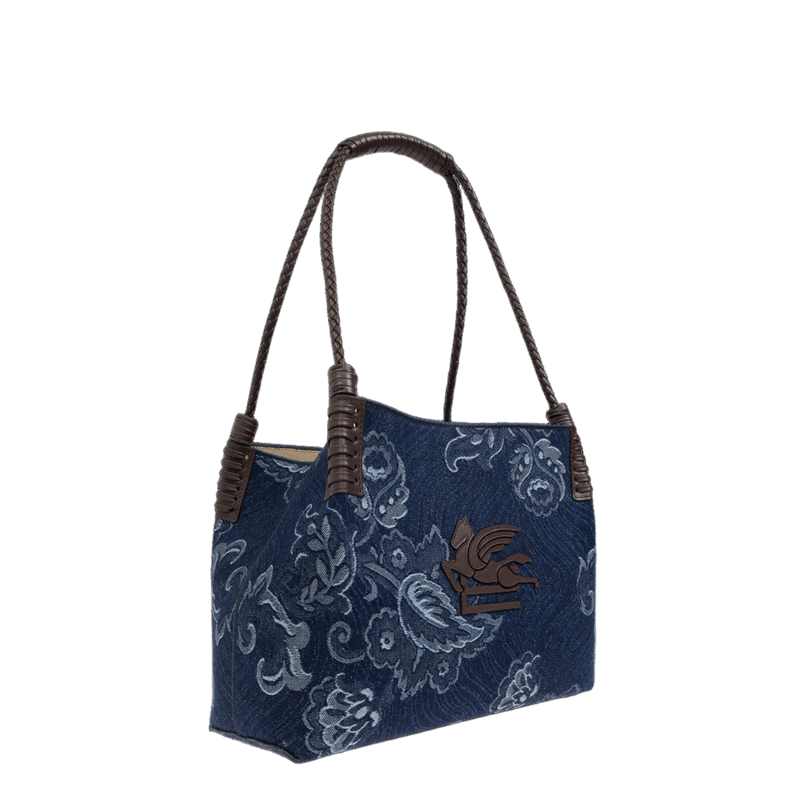 Small Libra Tote Bag in Jacquard Denim - Image 5