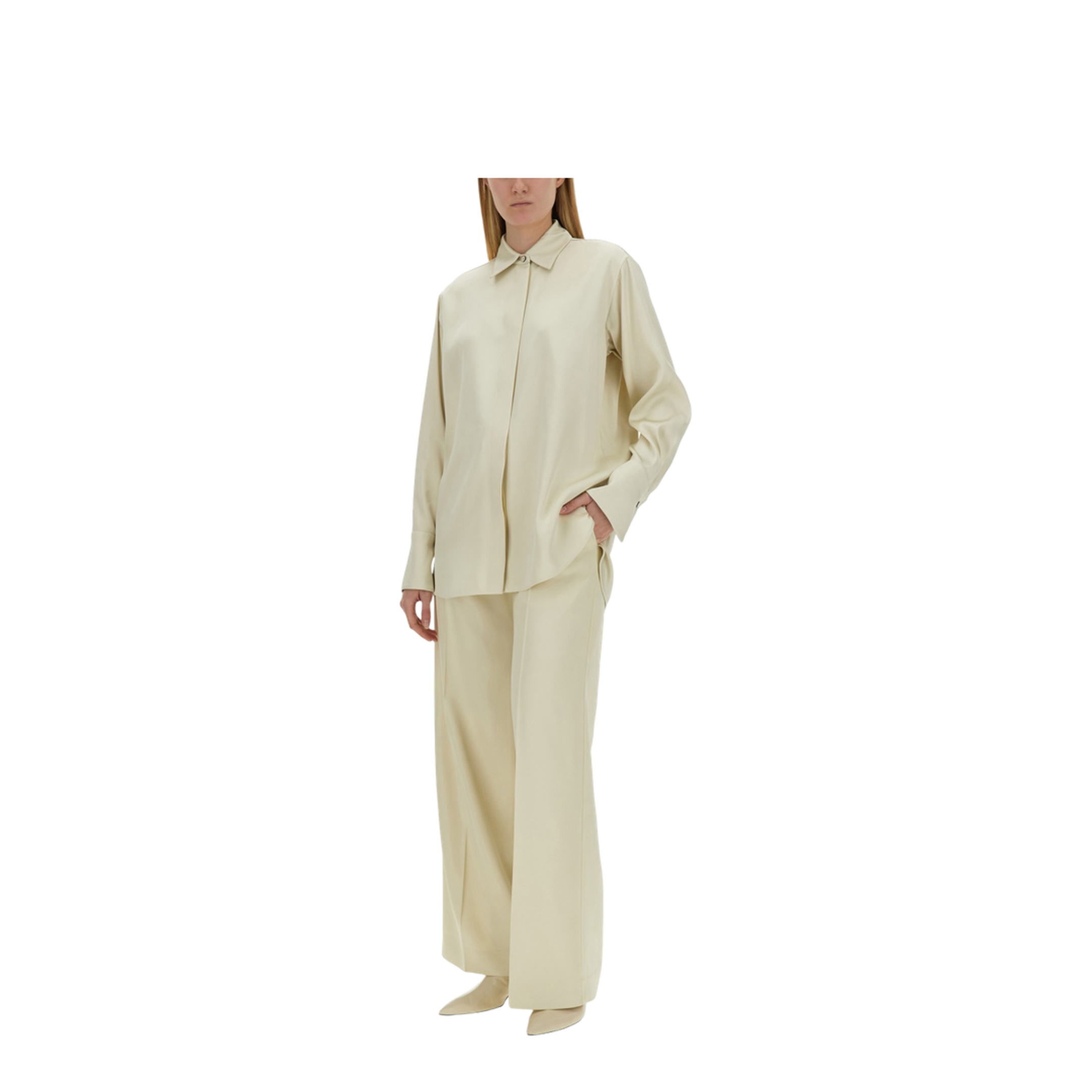 High Waisted Tailoring Pants Silk Beige - Image 2