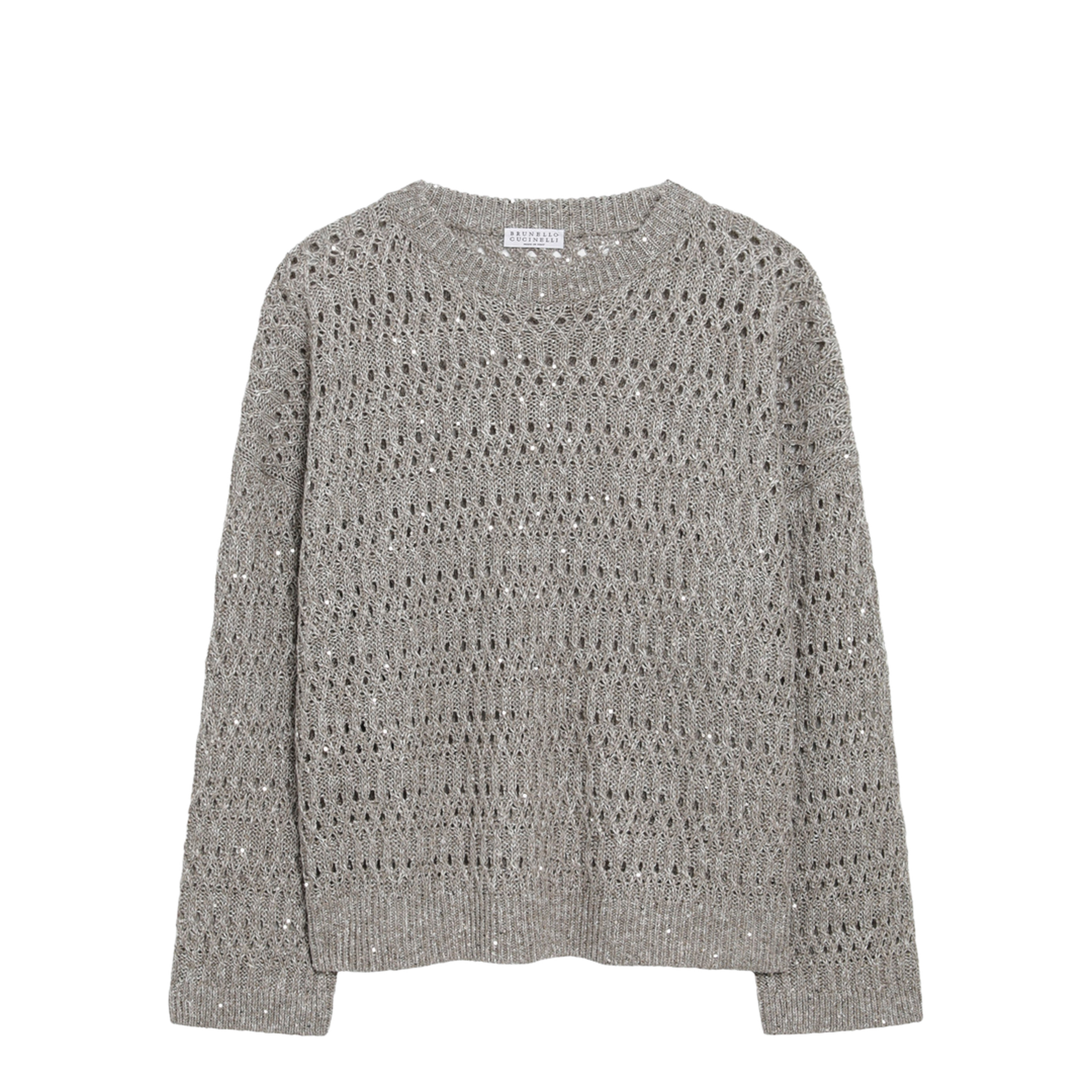 Crochet Crewneck Sweater with Sequins - Image 1