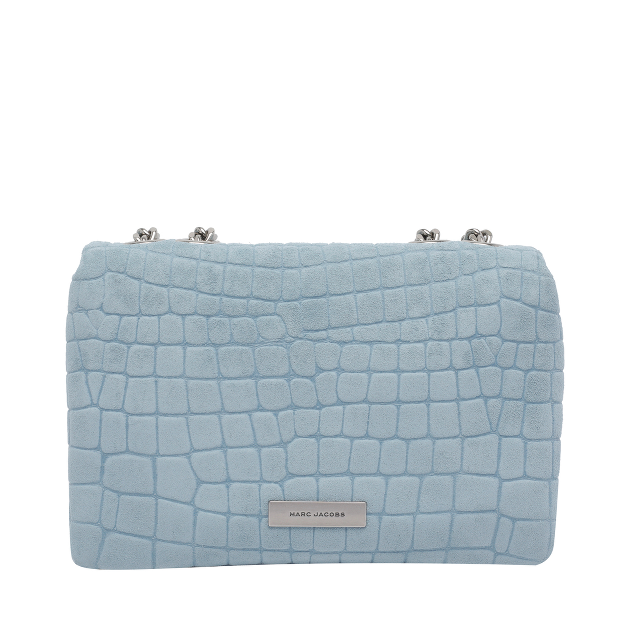 Slim Croc Suede Dual Chain Shoulder Bag - Blue - Image 3