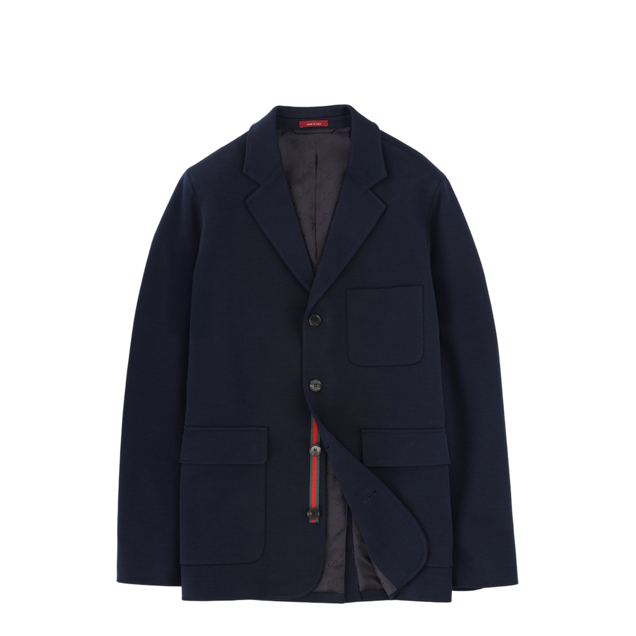 Single-breast Cotton Jersey Jacket in Dark Blue - Image 1