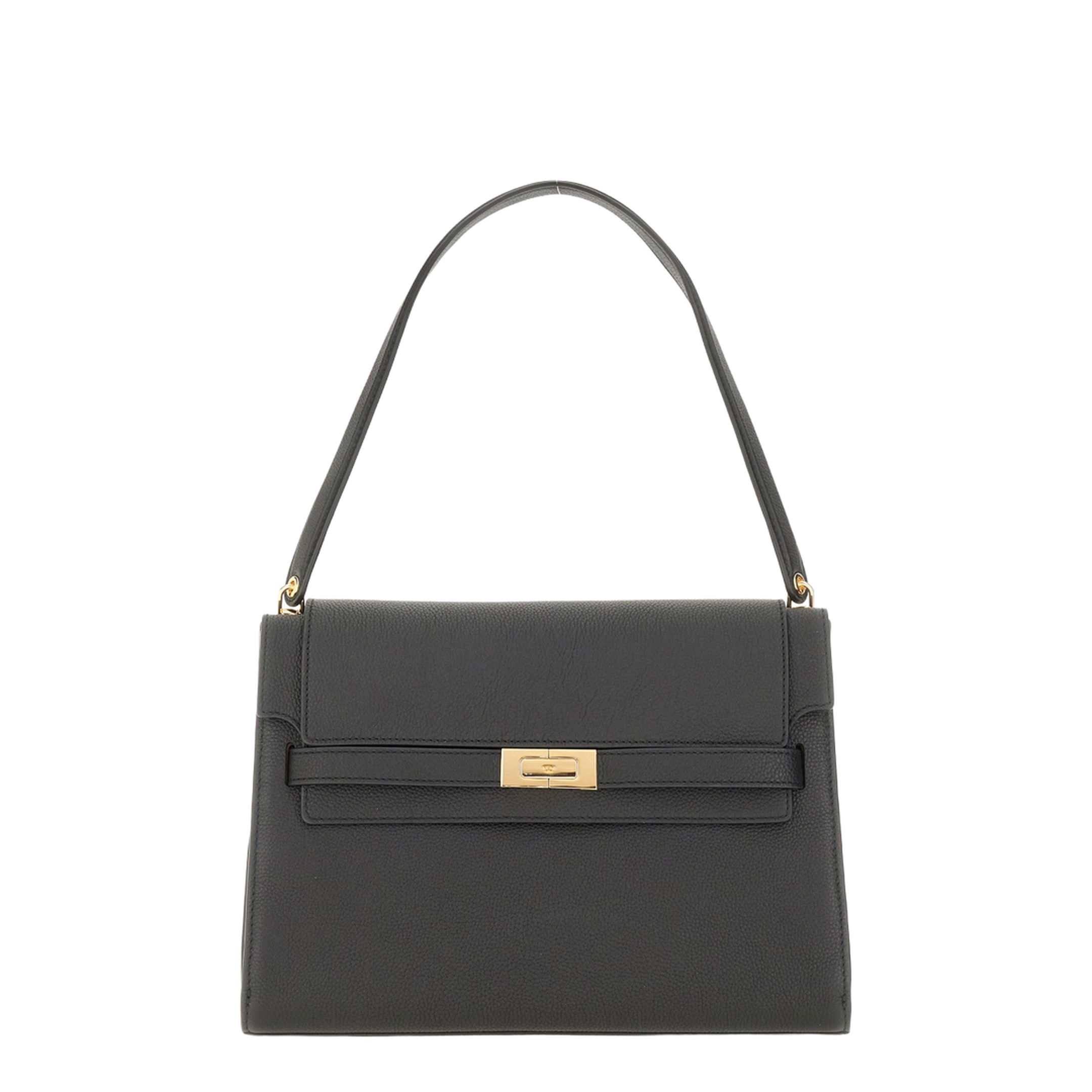 Lee Radziwill Large Pebbled Leather Shoulder Bag - Black - Image 1